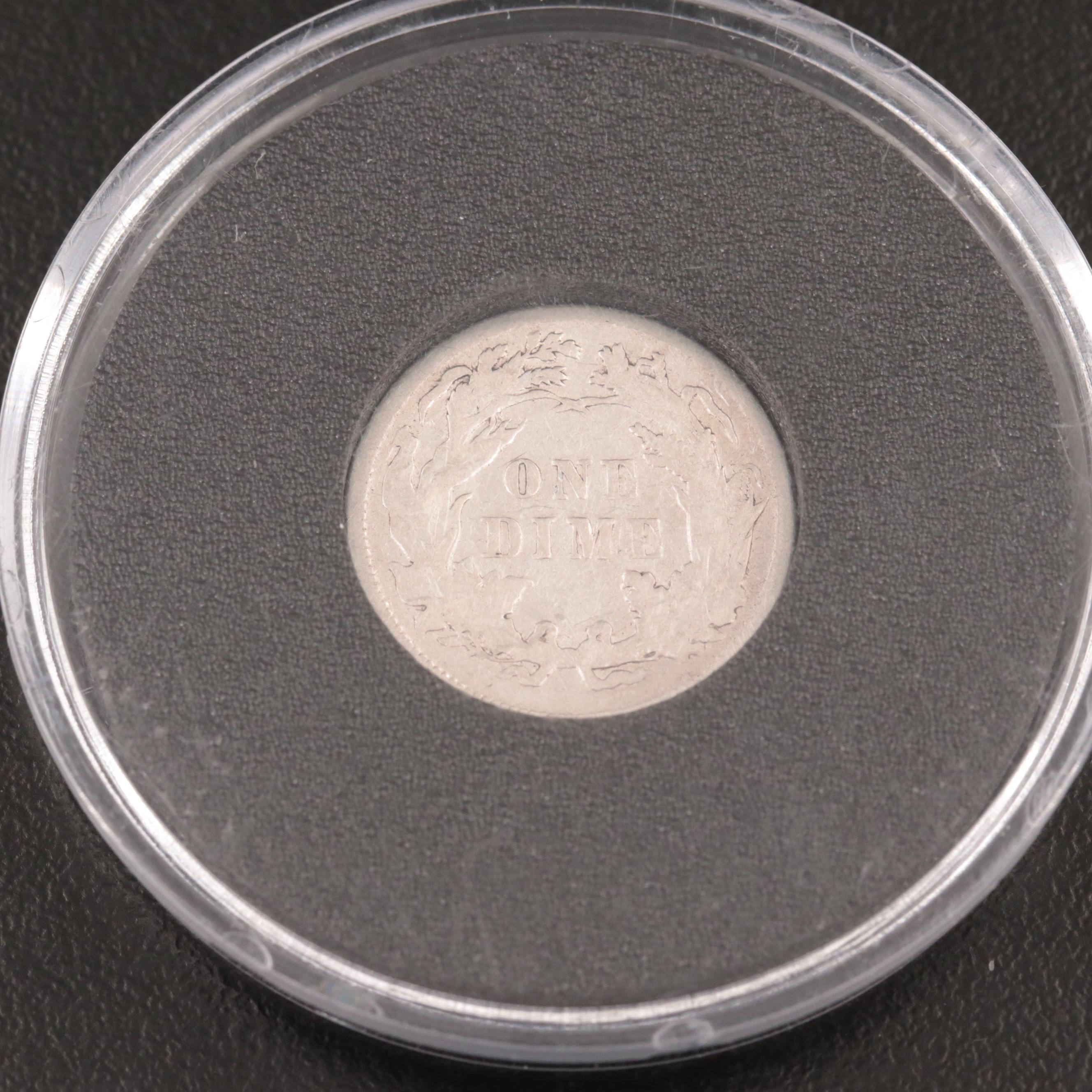 Four Ounce .999 $100 Silver Bar and 1886 Seated Liberty Dime