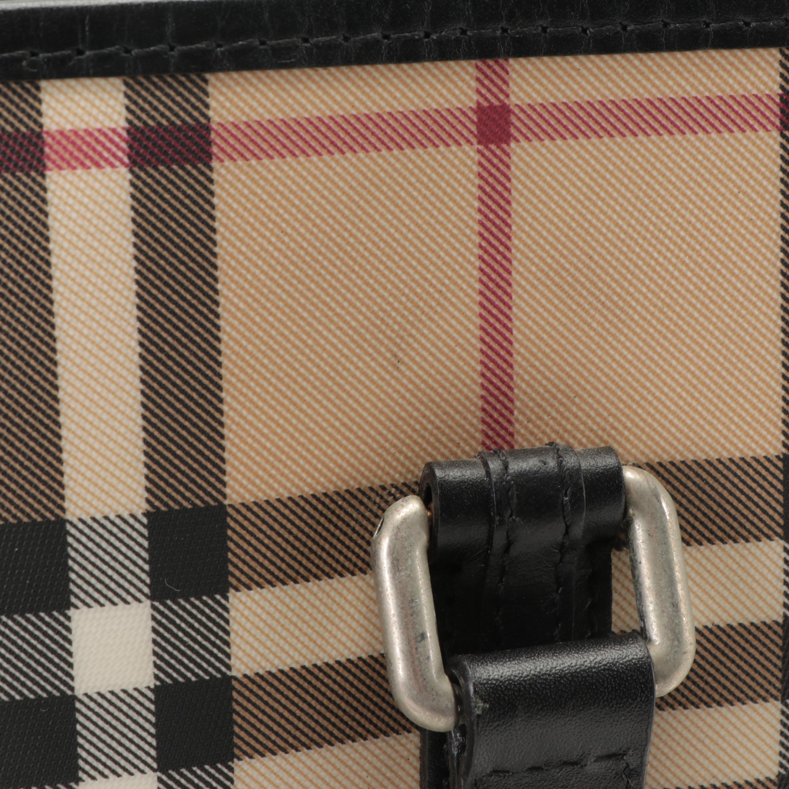 Burberry Large Tote in Check Print Vinyl with Leather Trim