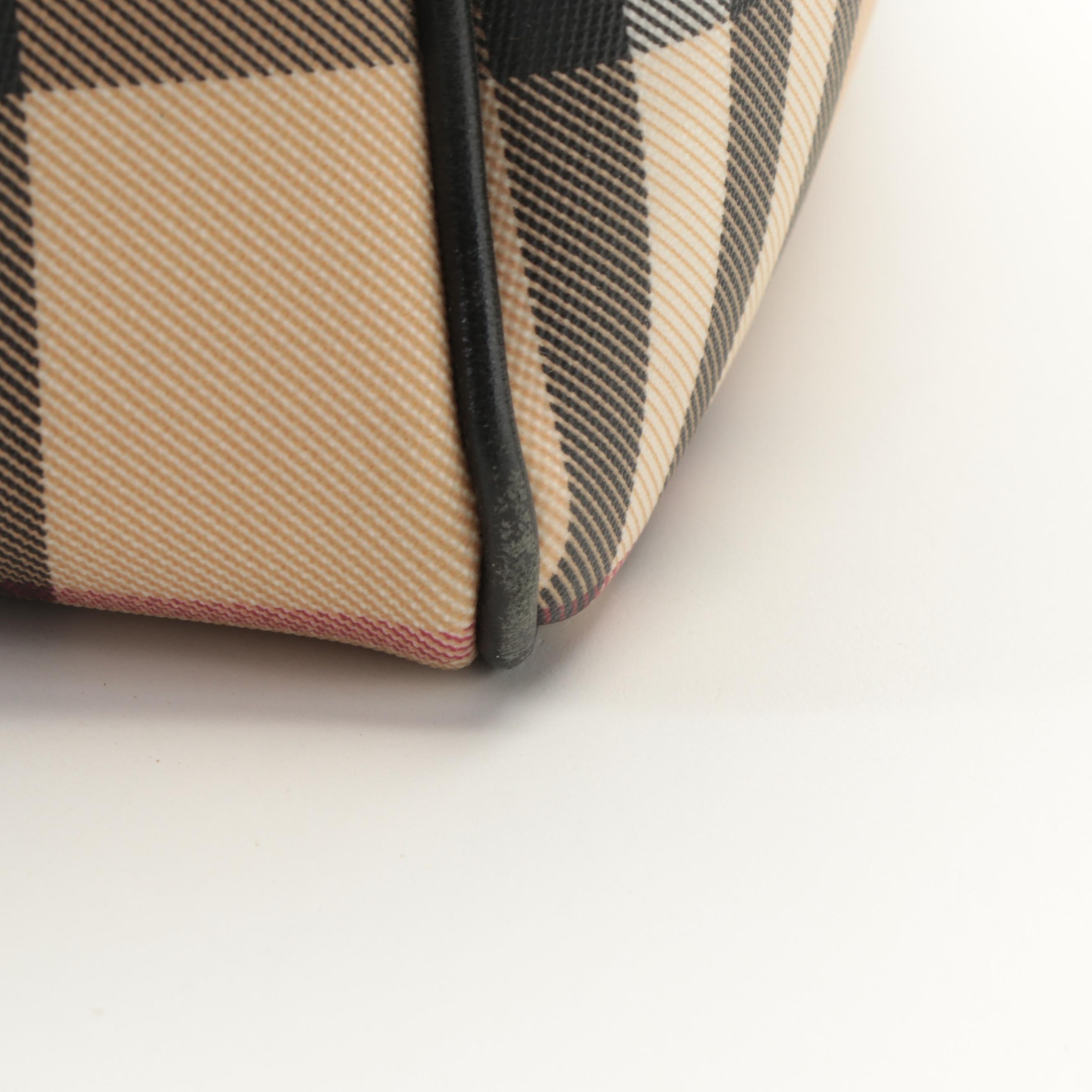 Burberry Large Tote in Check Print Vinyl with Leather Trim