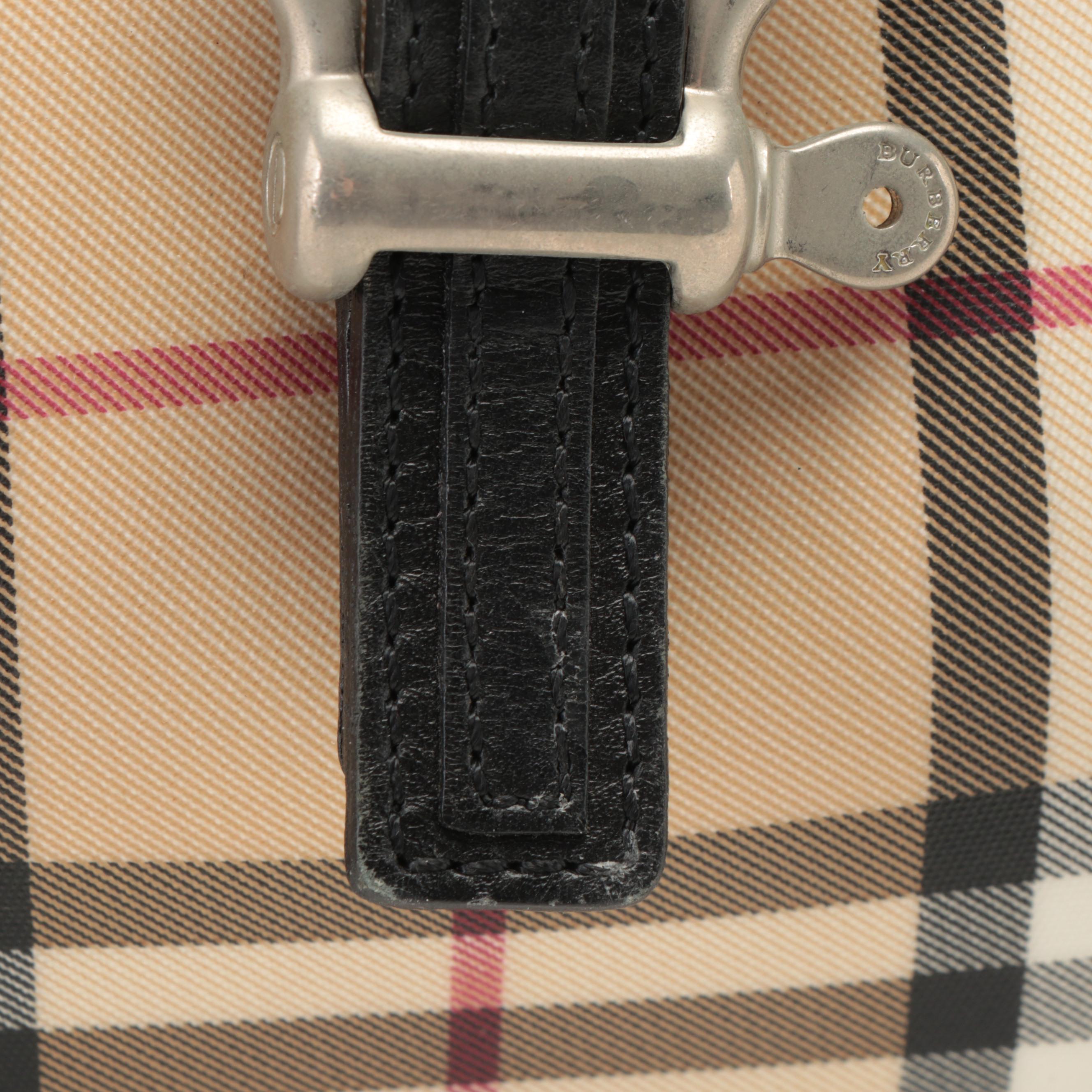 Burberry Large Tote in Check Print Vinyl with Leather Trim