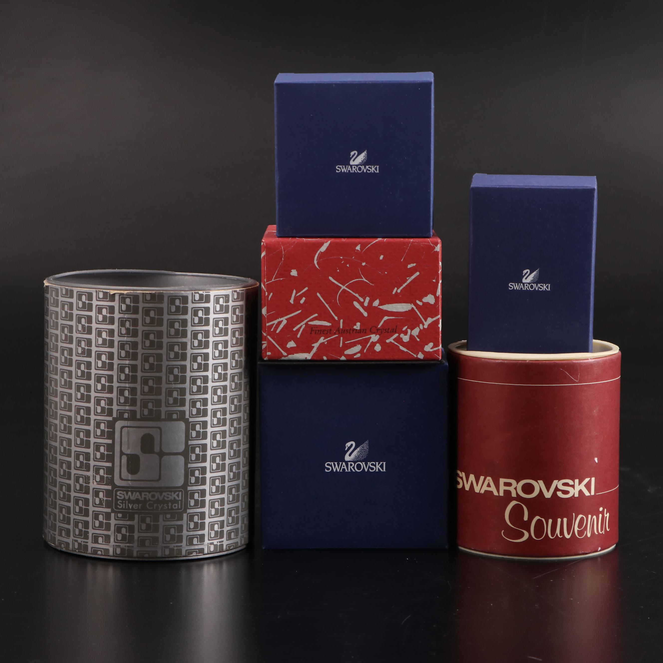 Swarovski Crystal Tulip Figurine with Pyramid and Other Faceted Paperweights