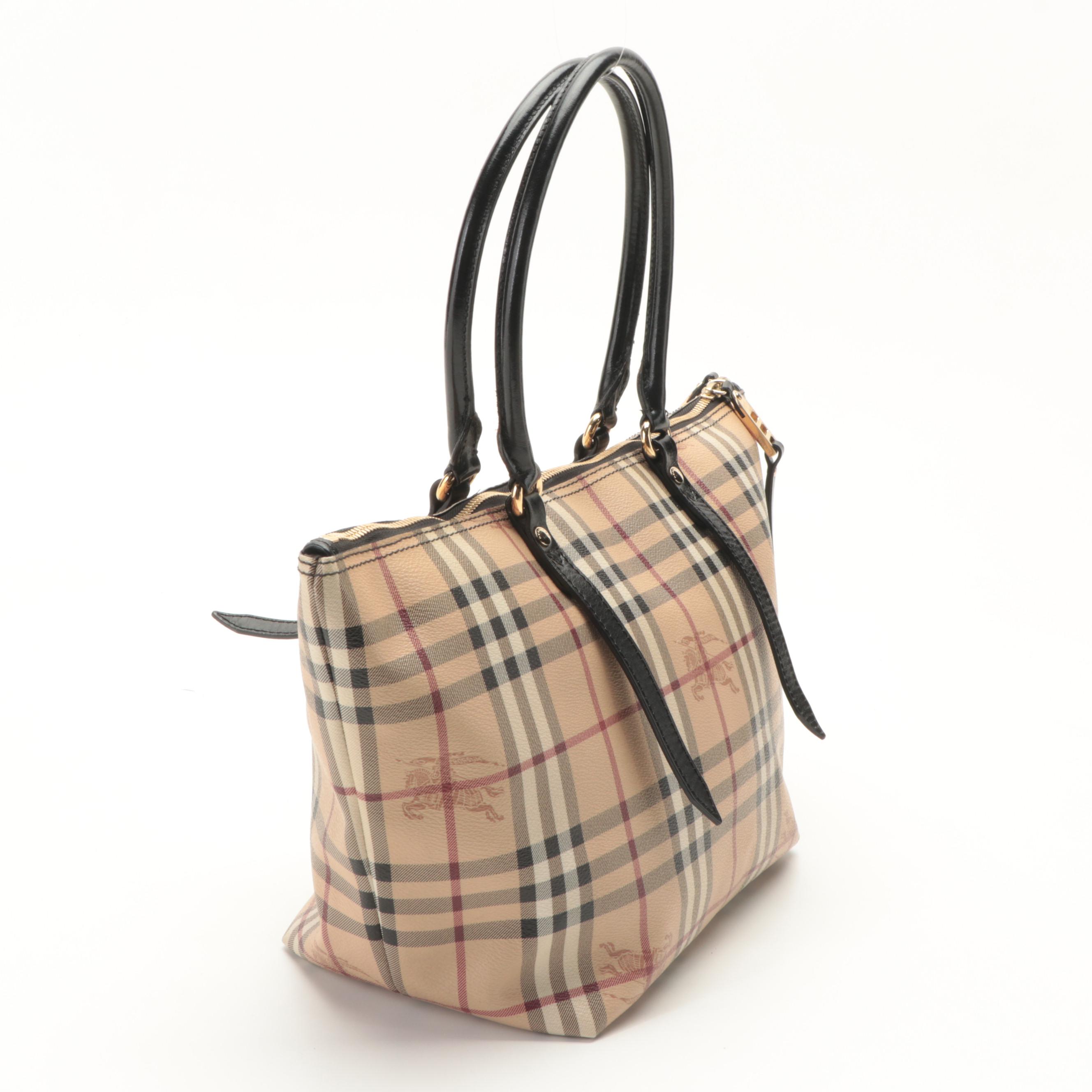 Burberry Salisbury Tote in Haymarket Check Coated Canvas and Leather