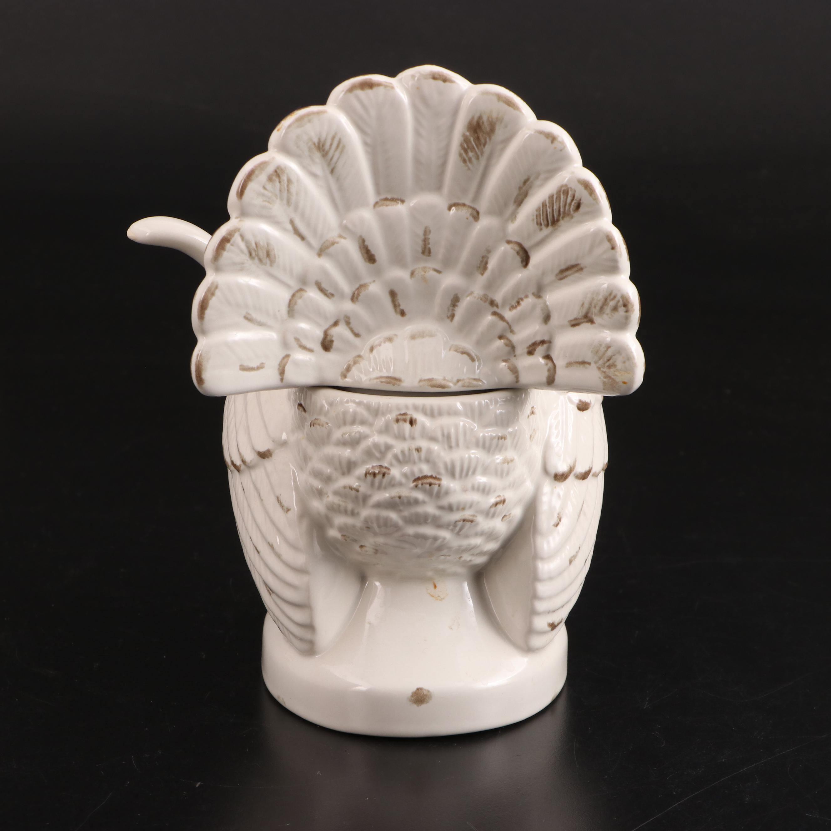 Italian Ceramic Turkey Figurine with Williams-Sonoma Ceramic Turkey Tureen