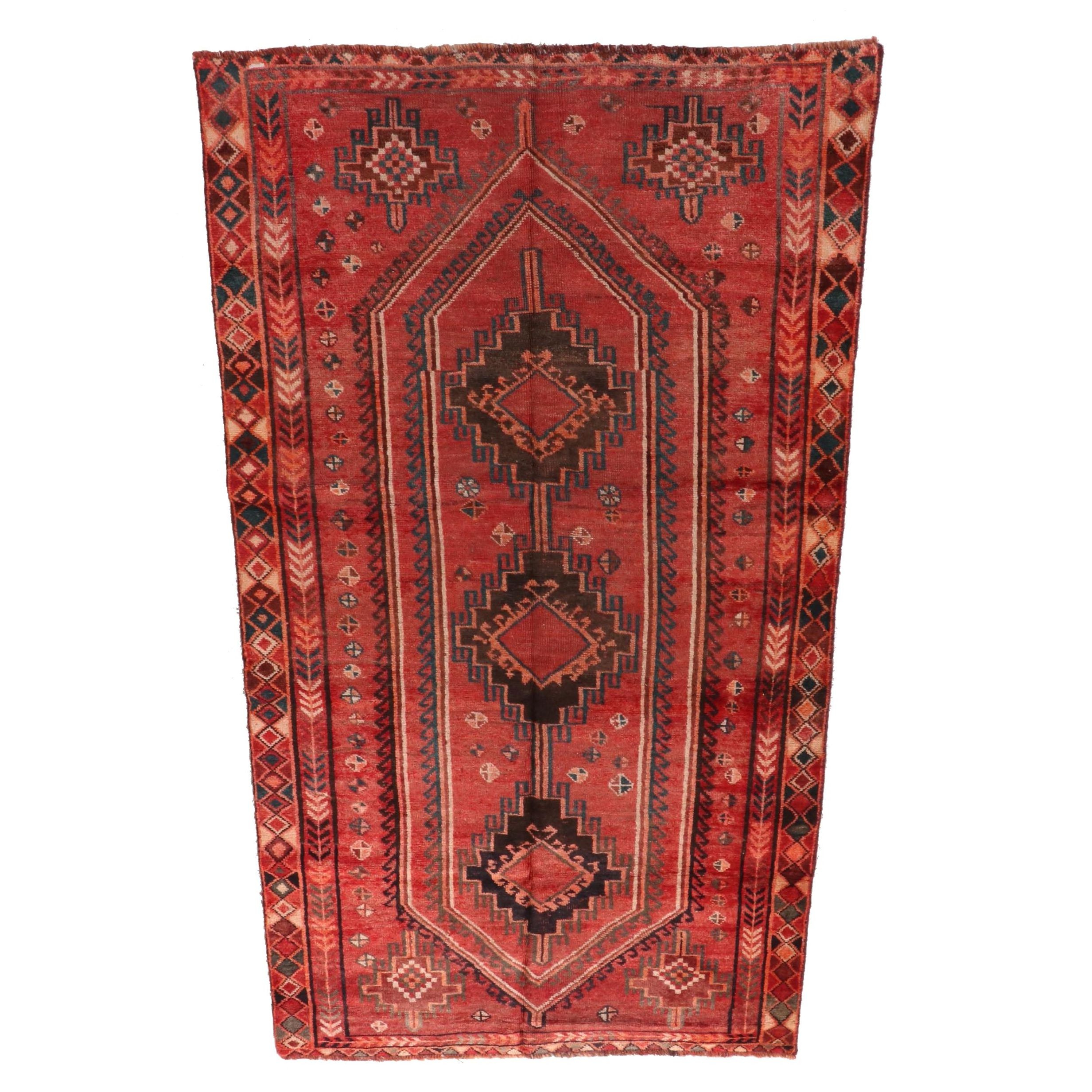 4'9 x 9' Hand-Knotted Persian Kurdish Area Rug