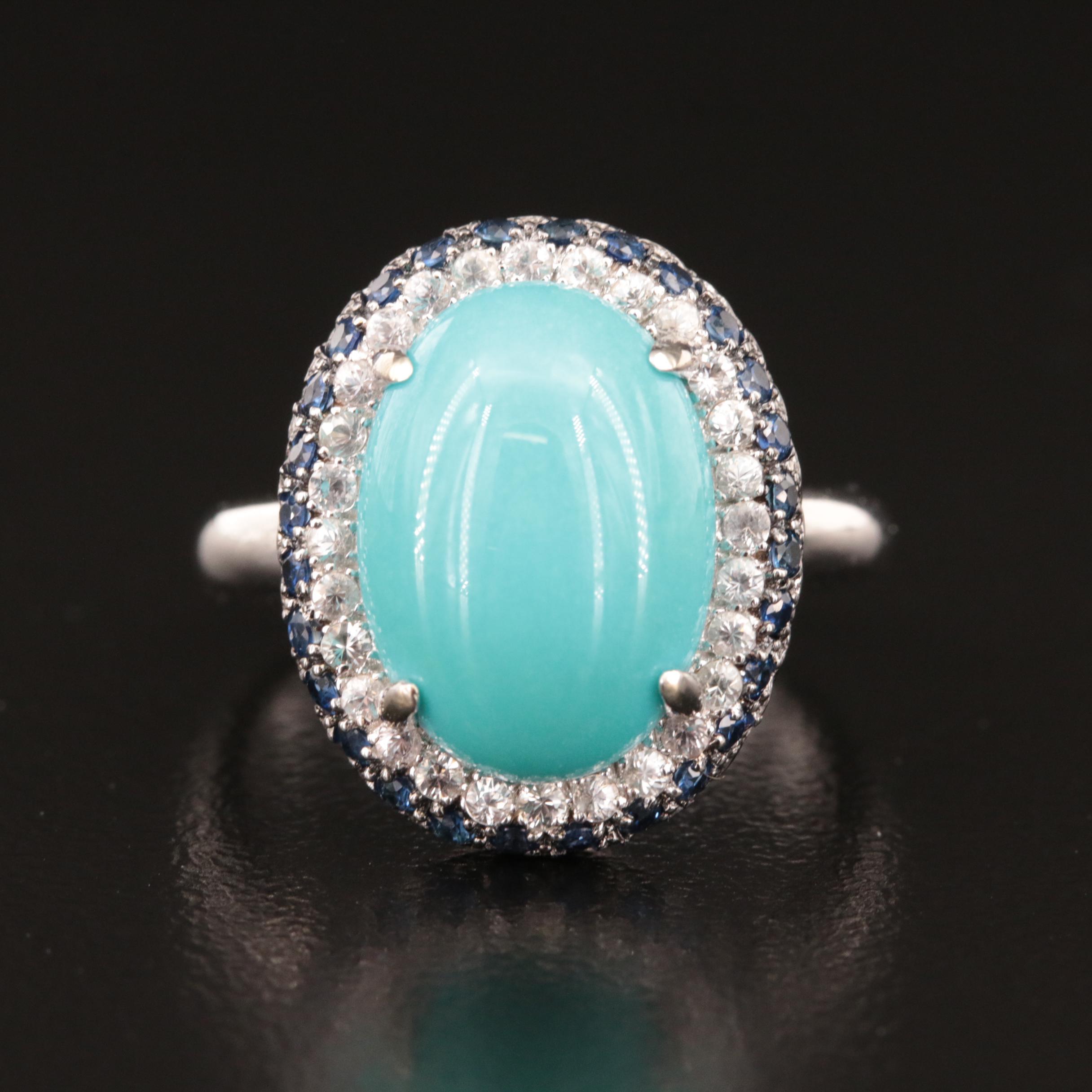 14K Turquoise and Sapphire Ring