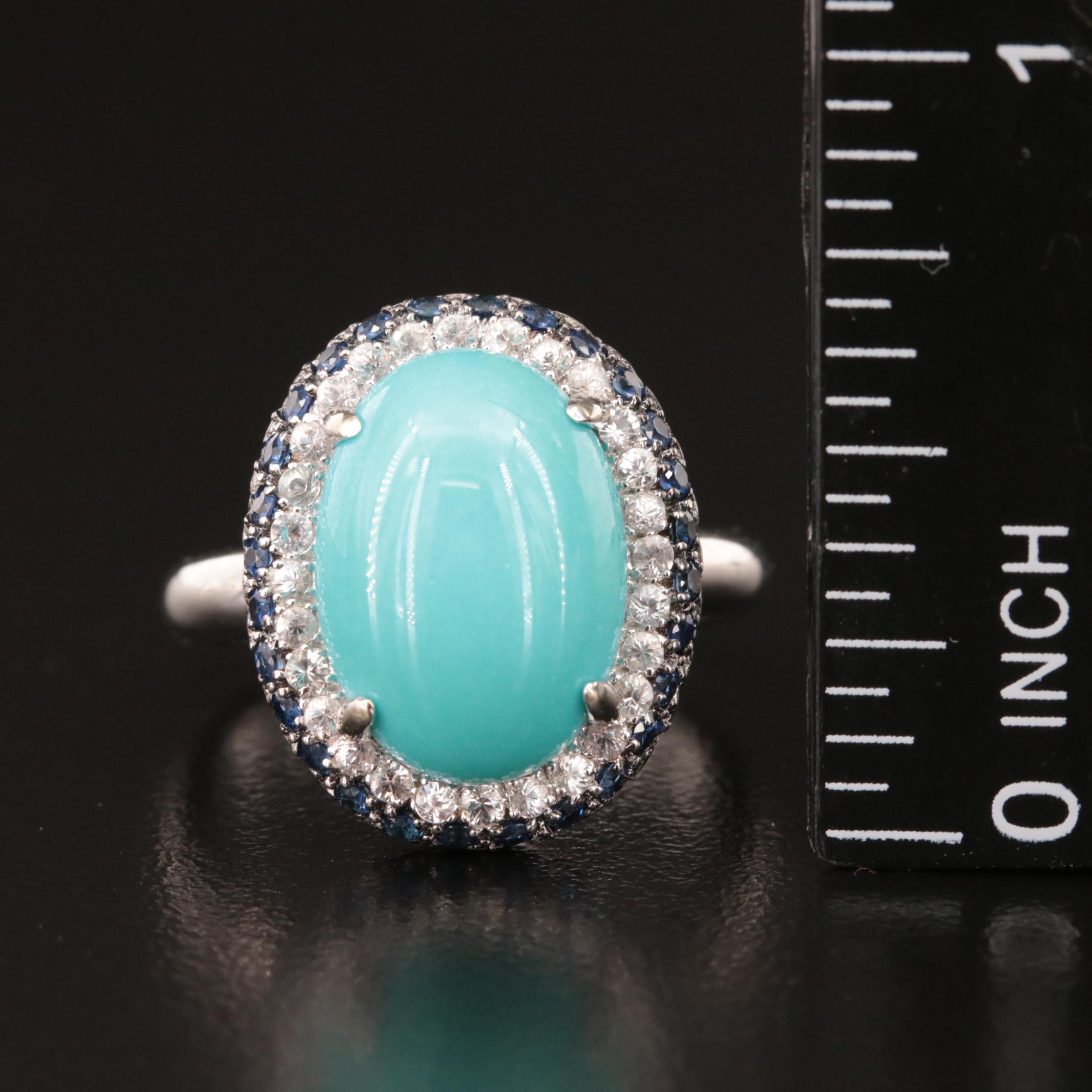 14K Turquoise and Sapphire Ring