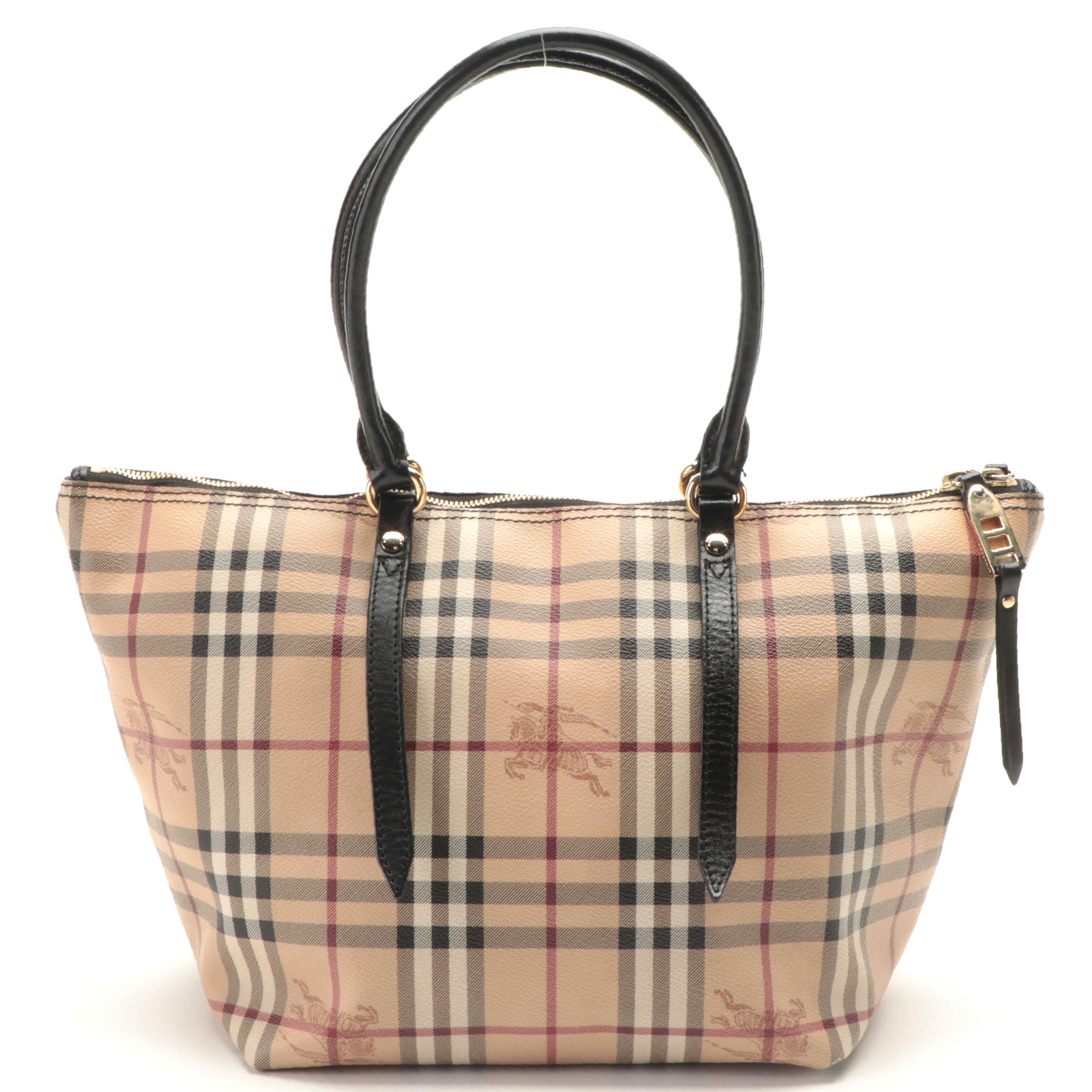 Burberry Salisbury Tote in Haymarket Check Coated Canvas and Leather