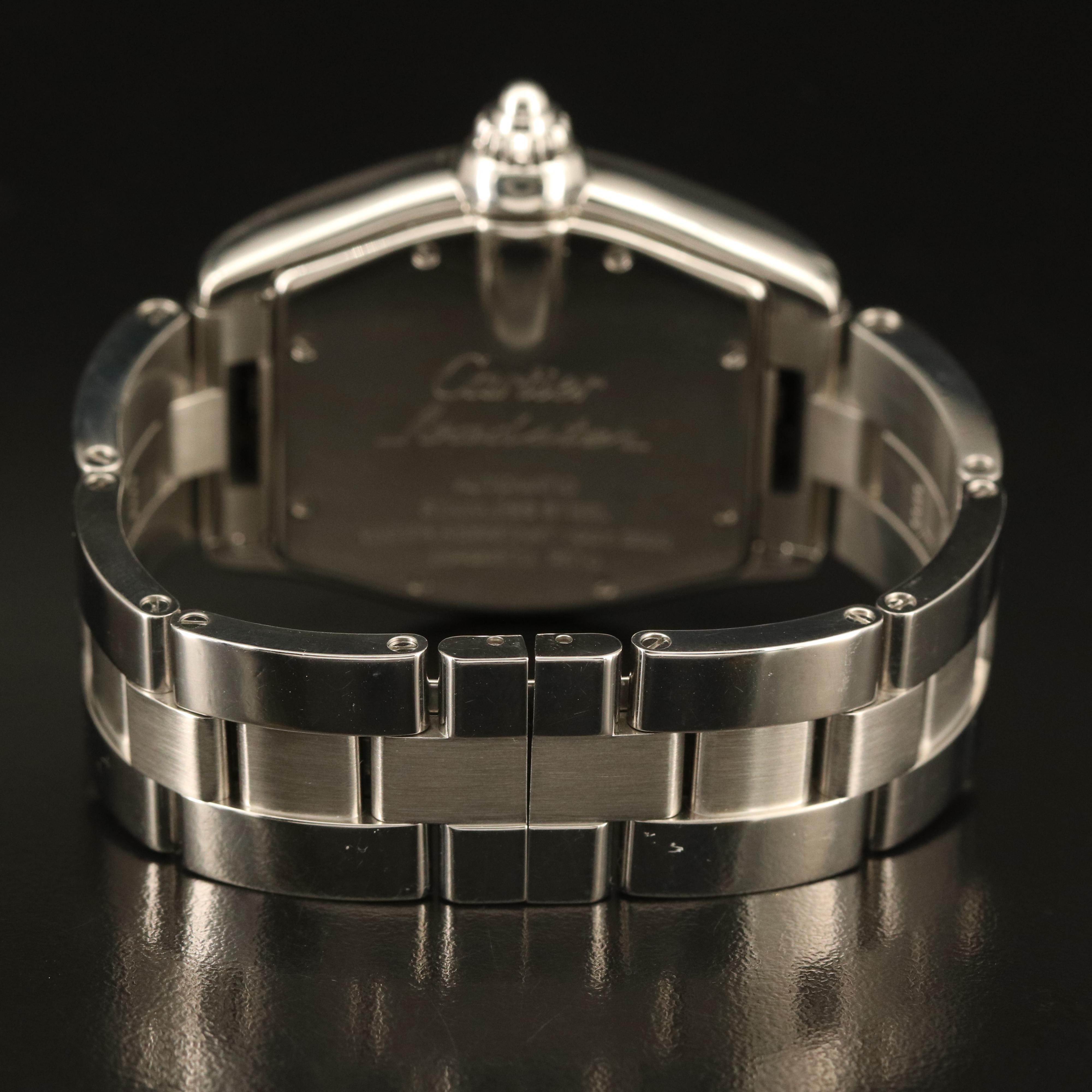 Cartier Roadster Large Black Dial Steel Automatic Watch