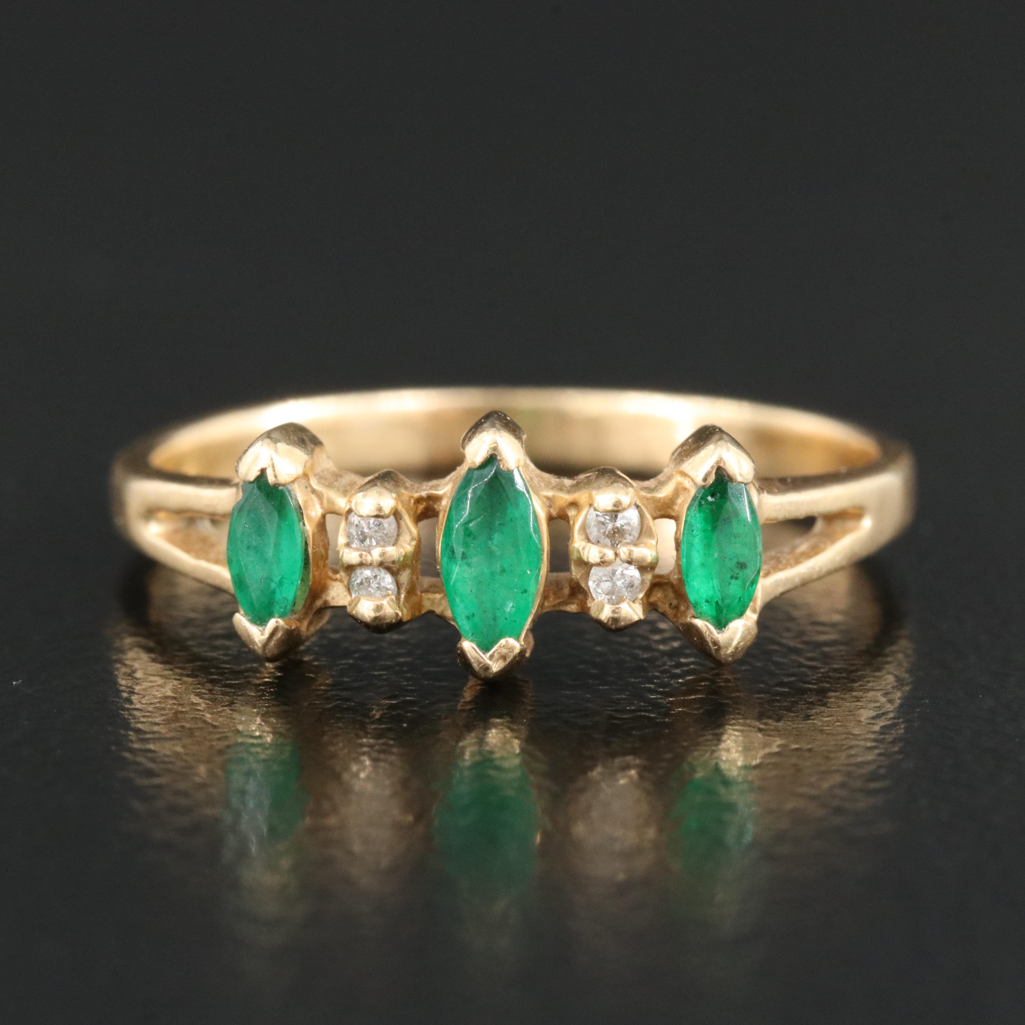 14K Emerald and Diamond Ring