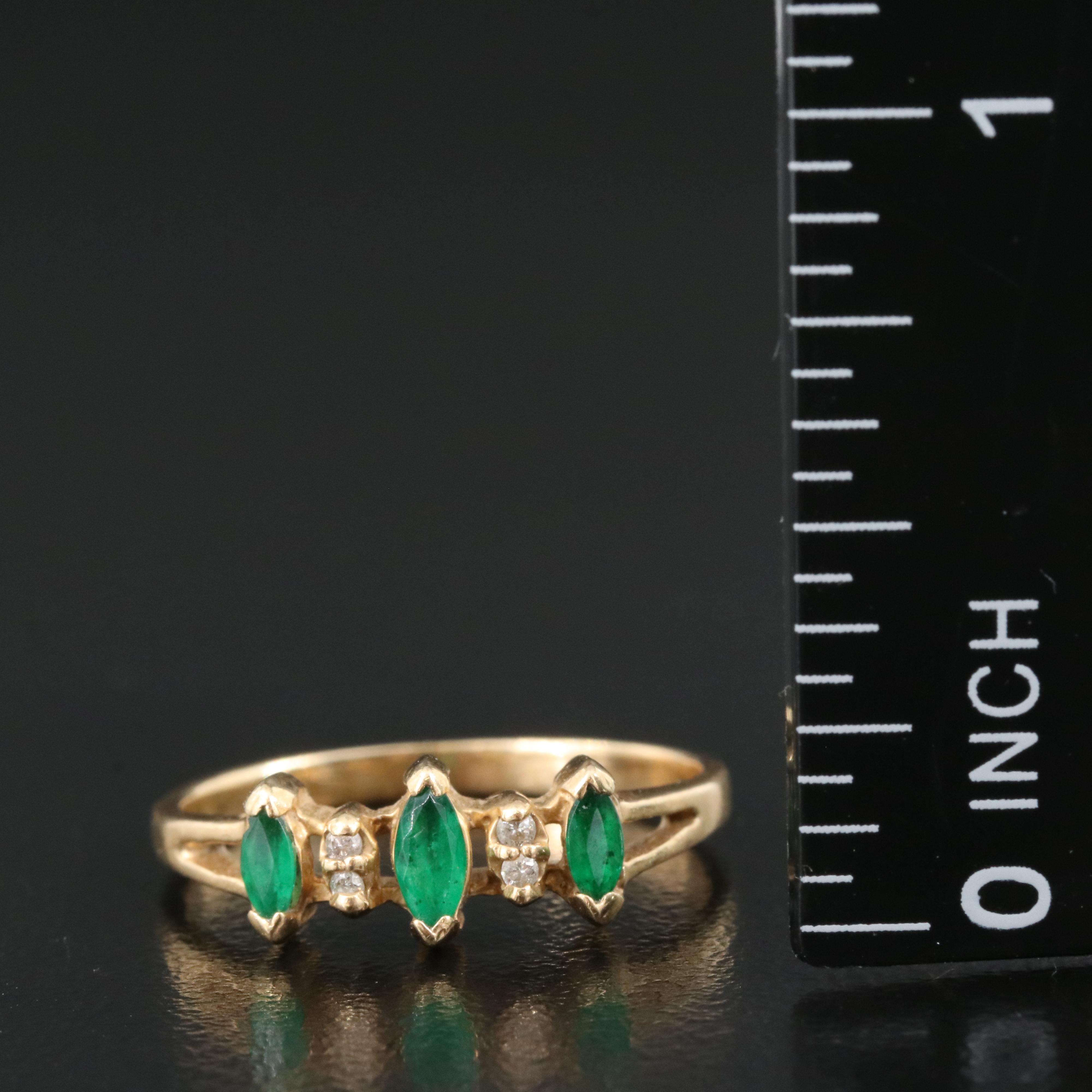 14K Emerald and Diamond Ring