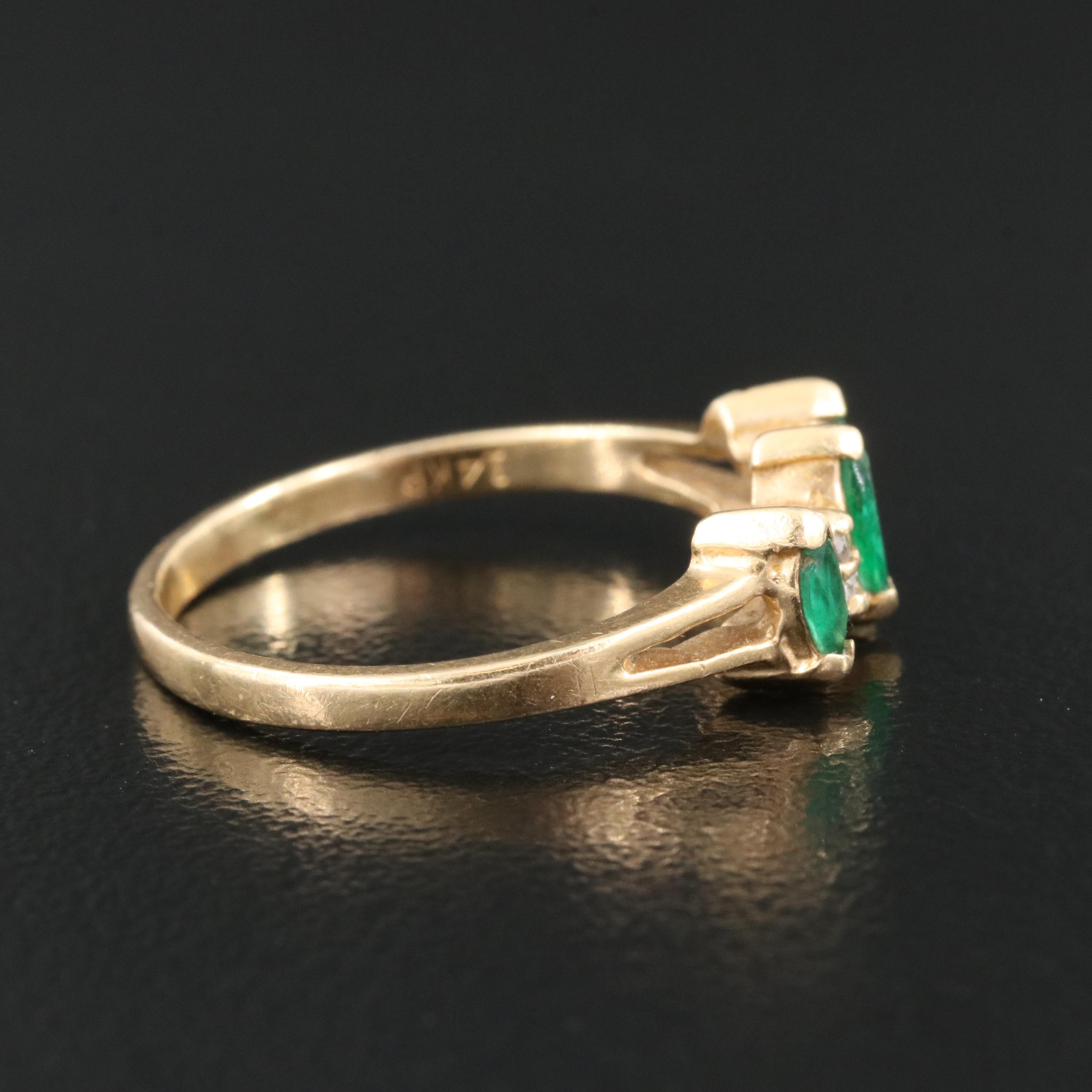14K Emerald and Diamond Ring
