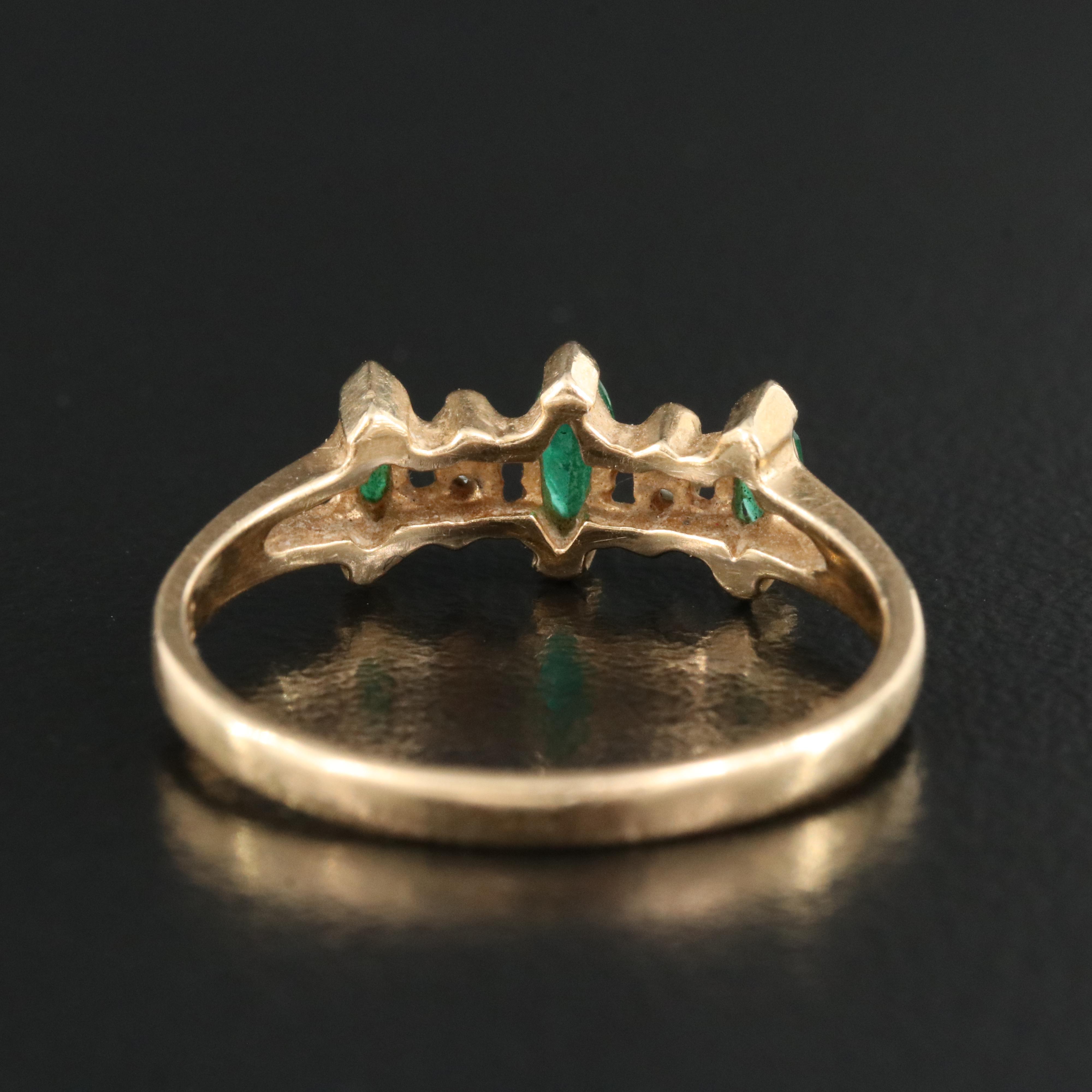14K Emerald and Diamond Ring