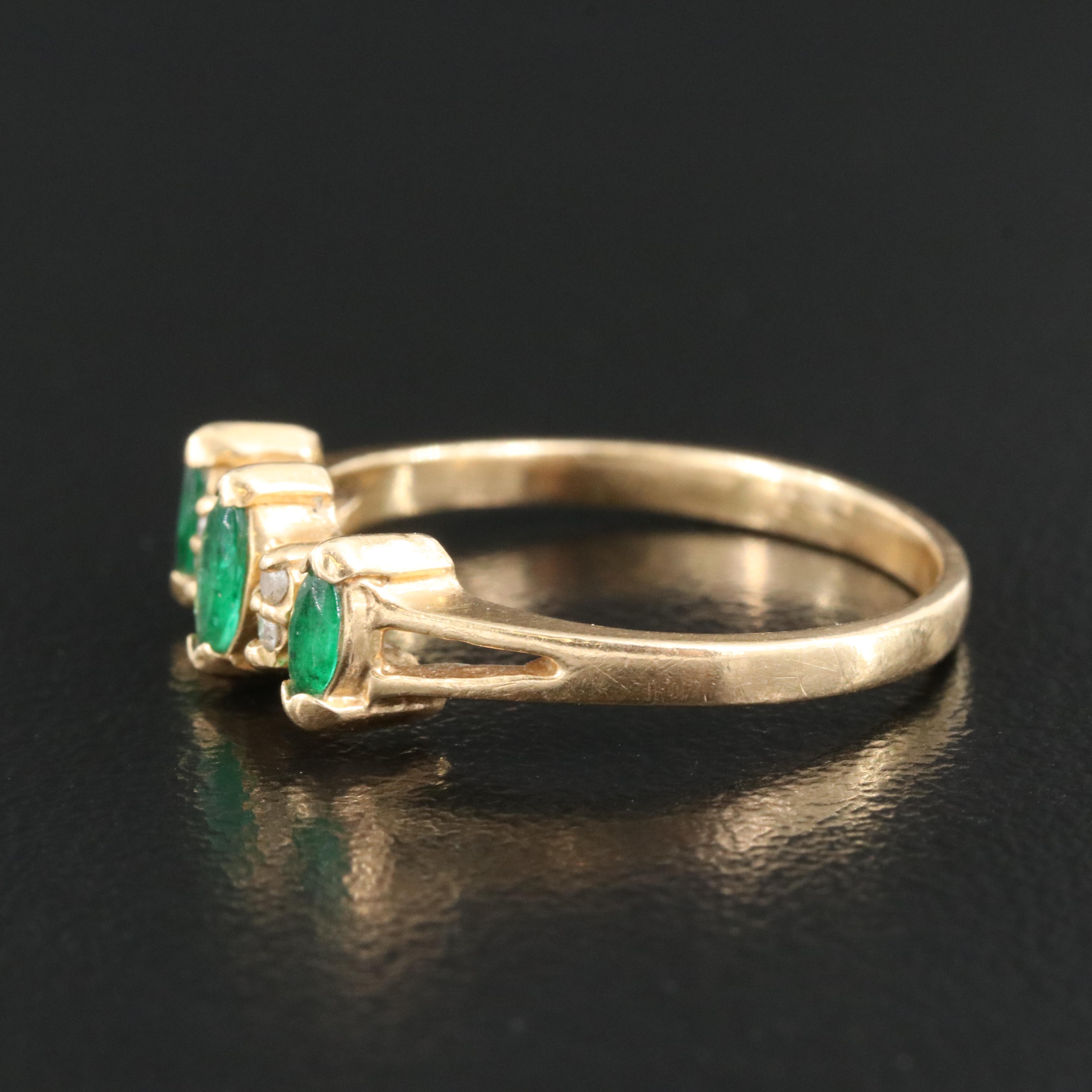 14K Emerald and Diamond Ring