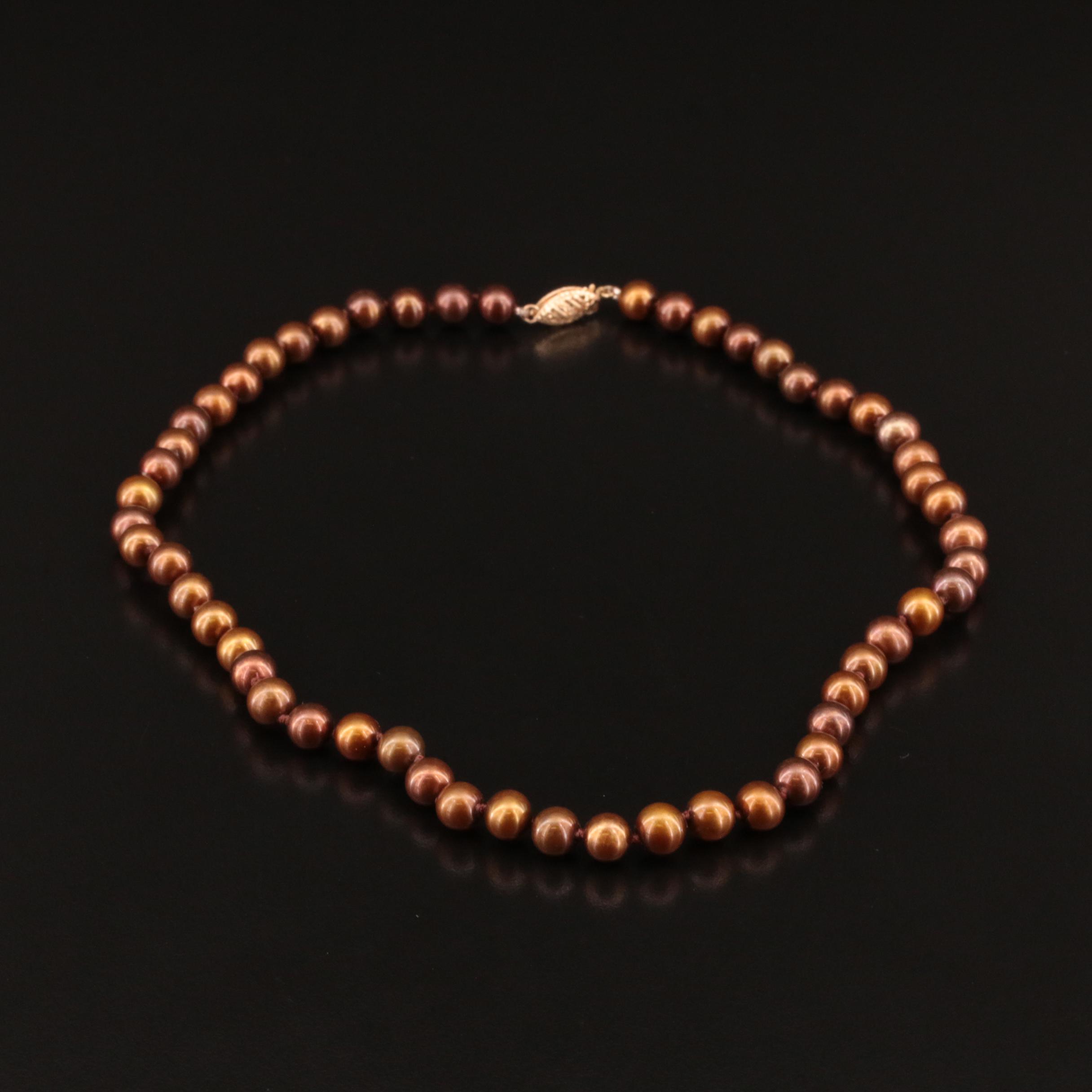 Pearl Necklace with 14K Clasp