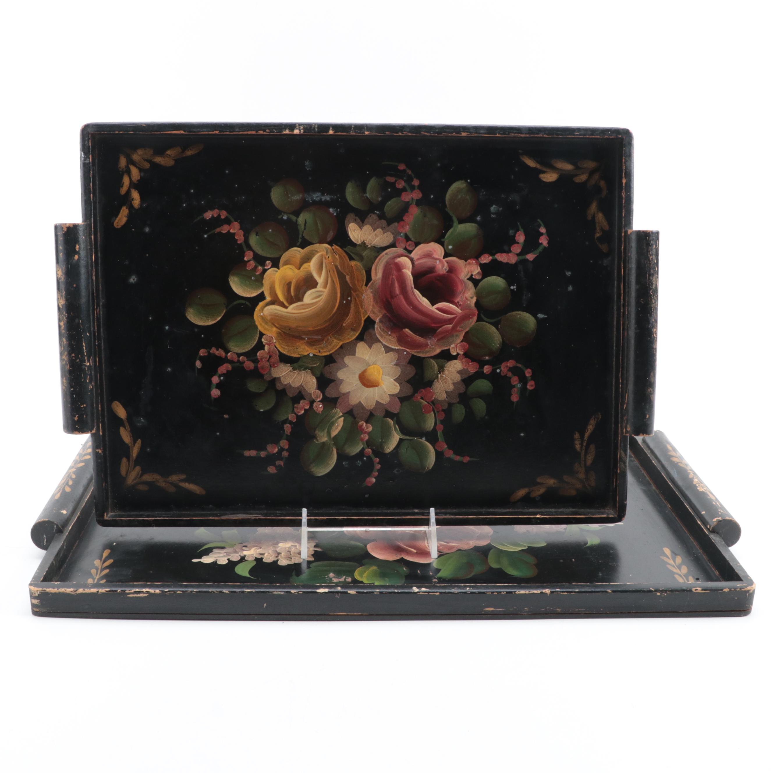 Hand-Painted Tole Trays and Wooden Serving Trays