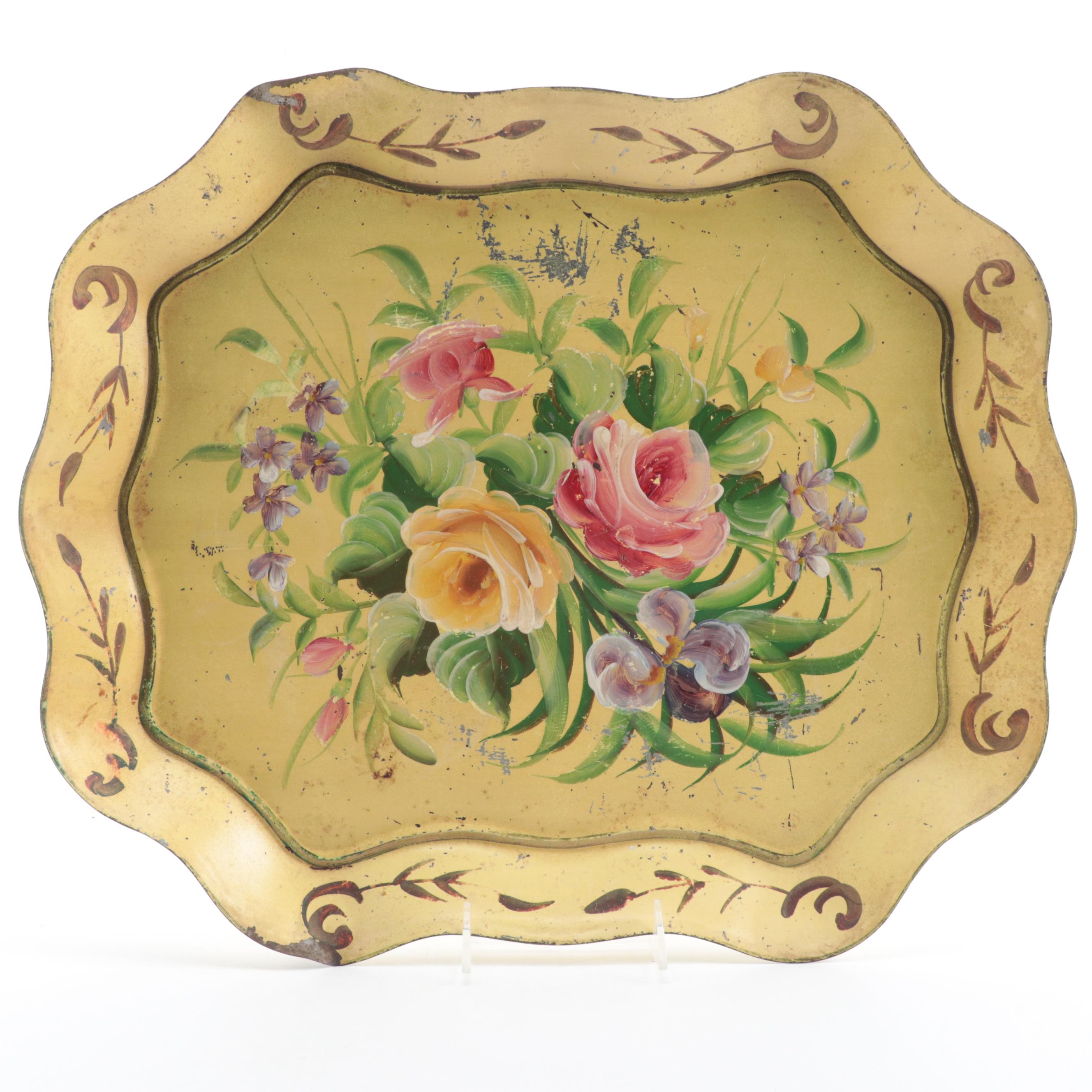 Hand-Painted Tole Trays and Wooden Serving Trays