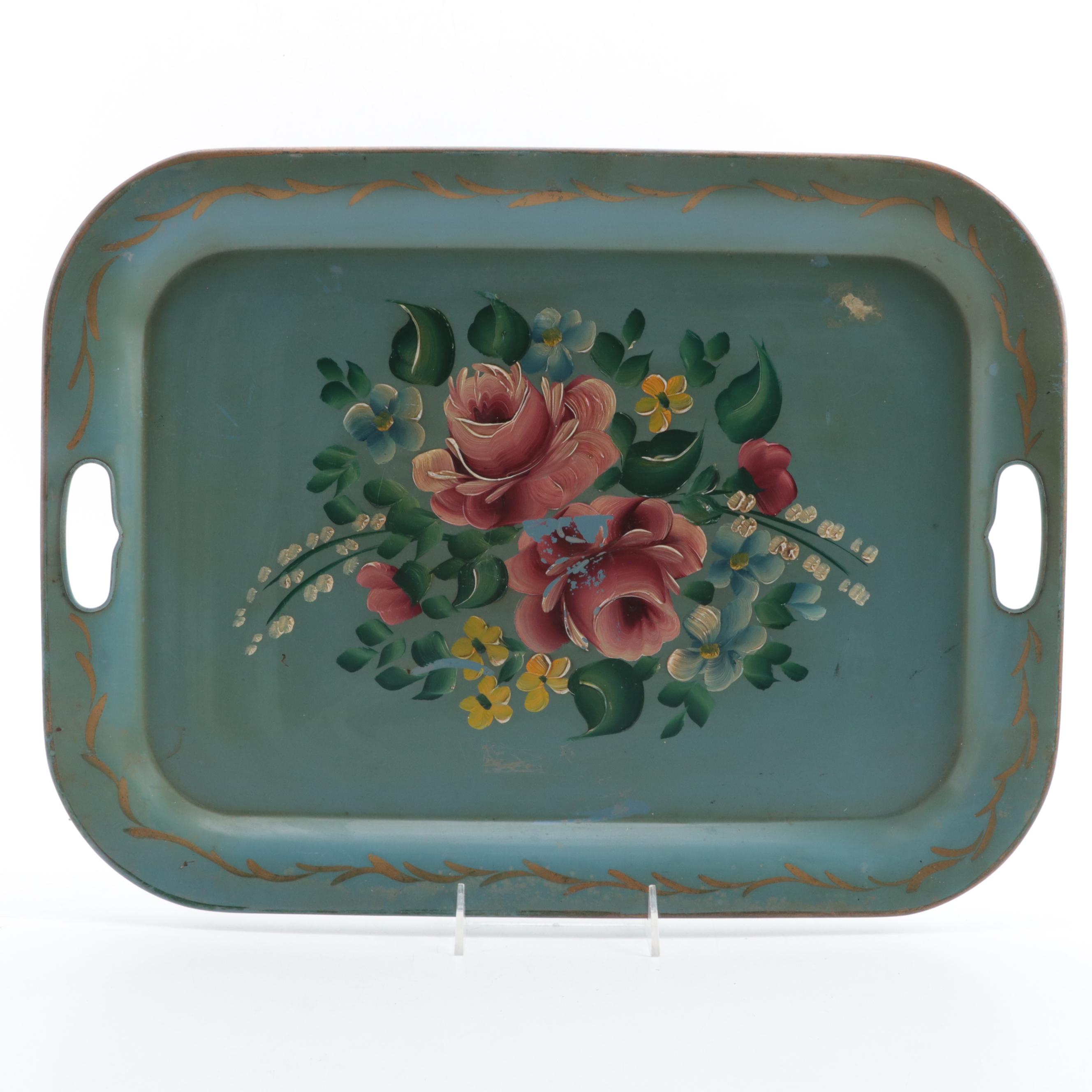 Hand-Painted Tole Trays and Wooden Serving Trays