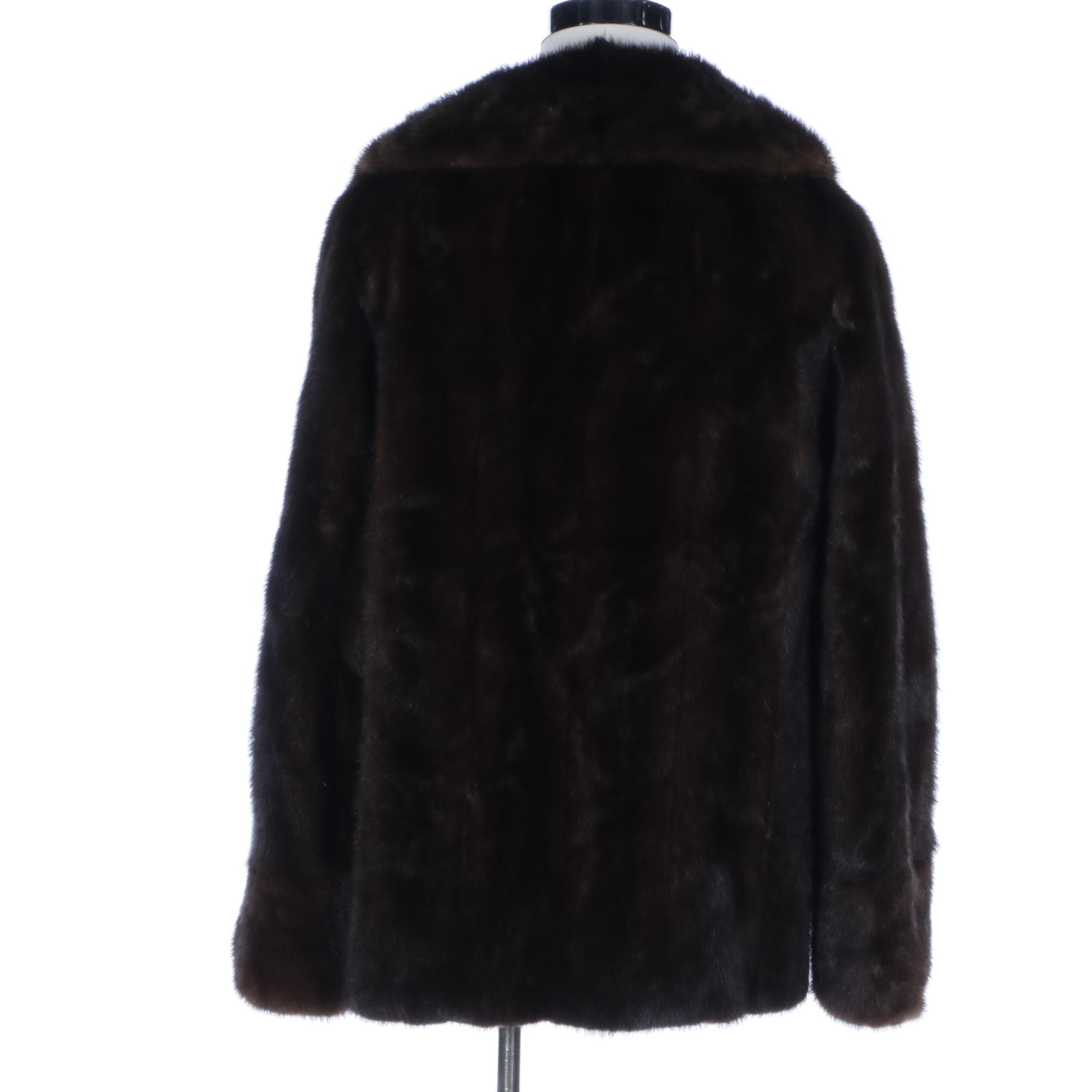 Dark Demi Buff Brown Mink Fur Jacket w/Shawl Collar by Lazarus Columbus