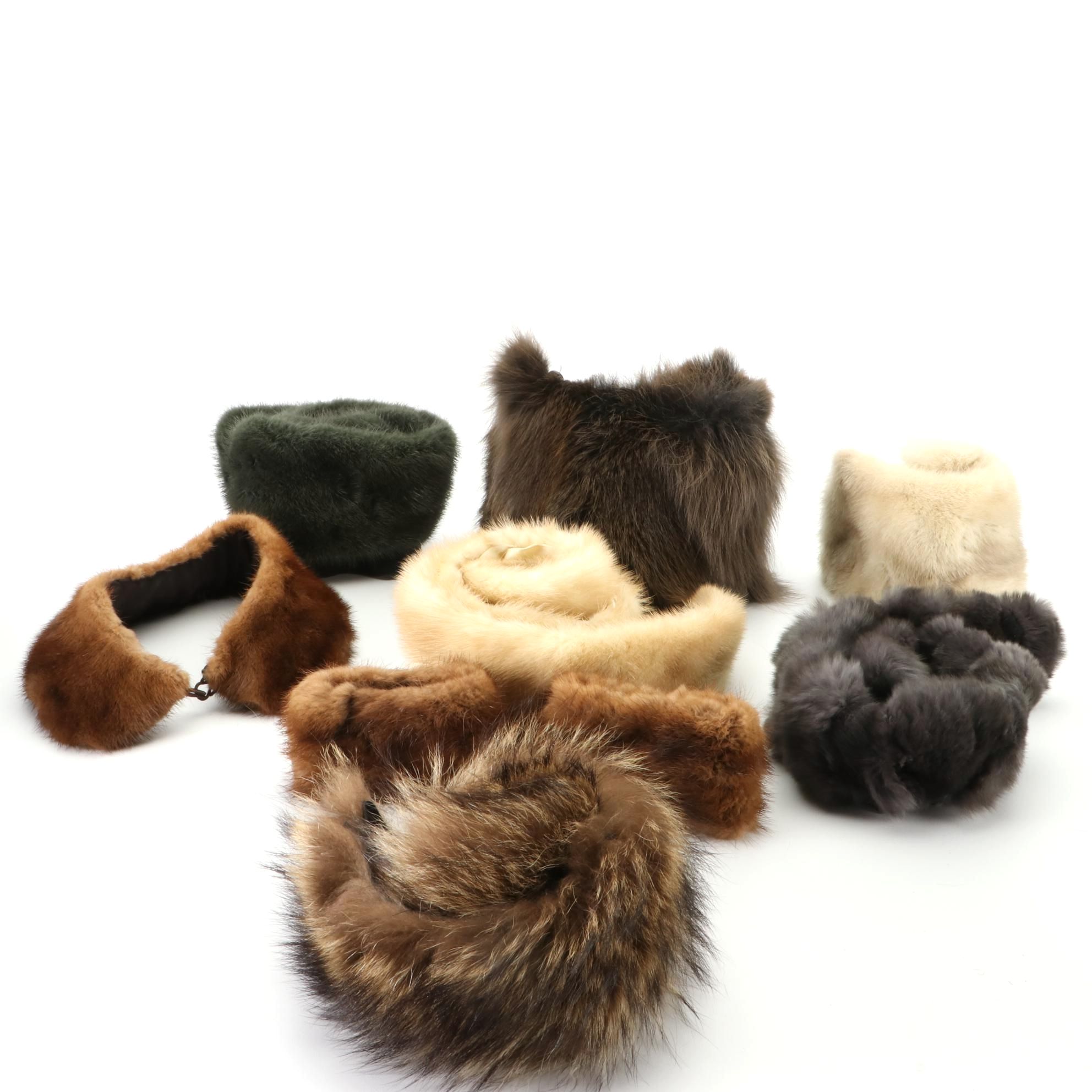 Mink, Fox, and Rabbit Fur Collars and Cuff