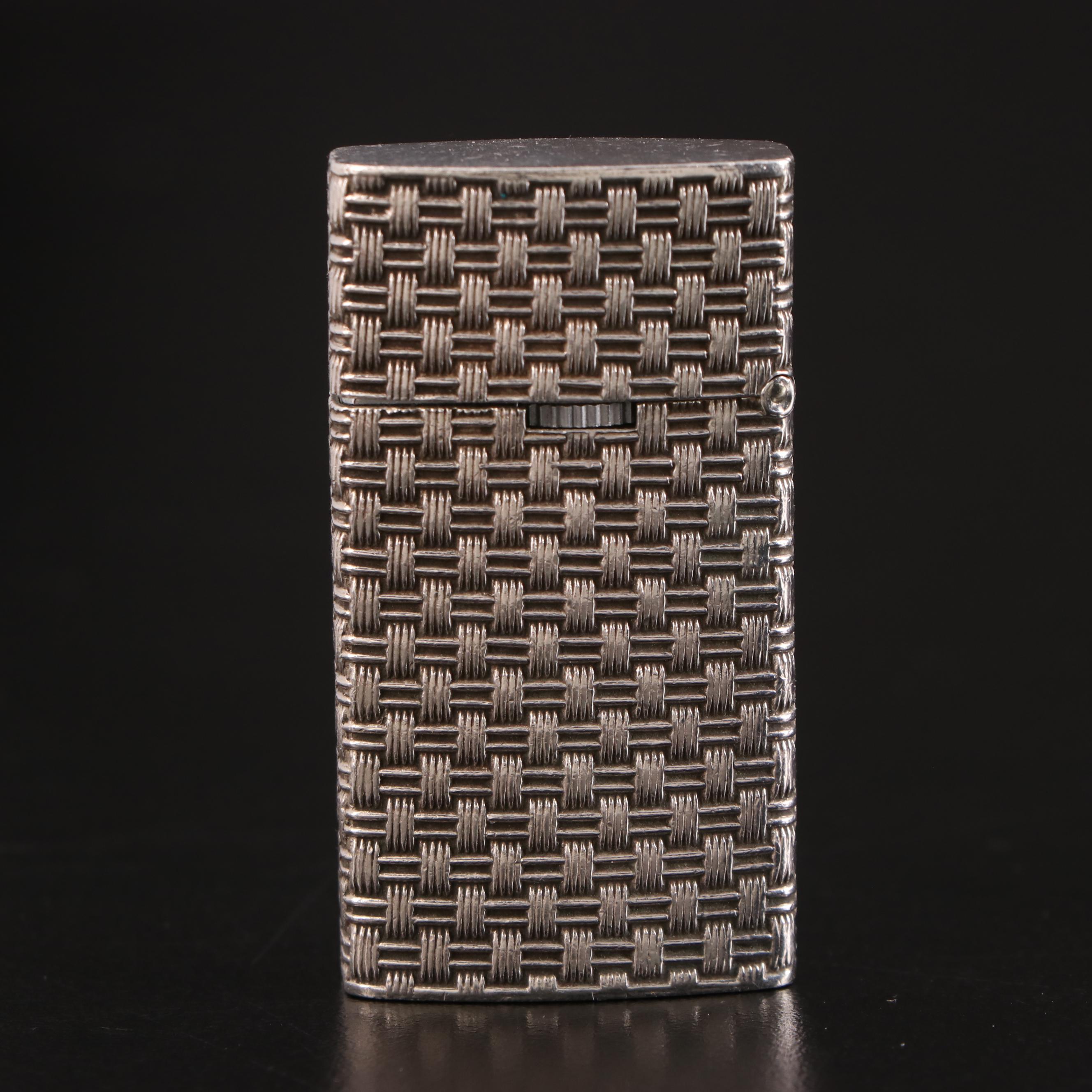 Basket Weave Sterling Silver Lighter Case with Zippo Lighter