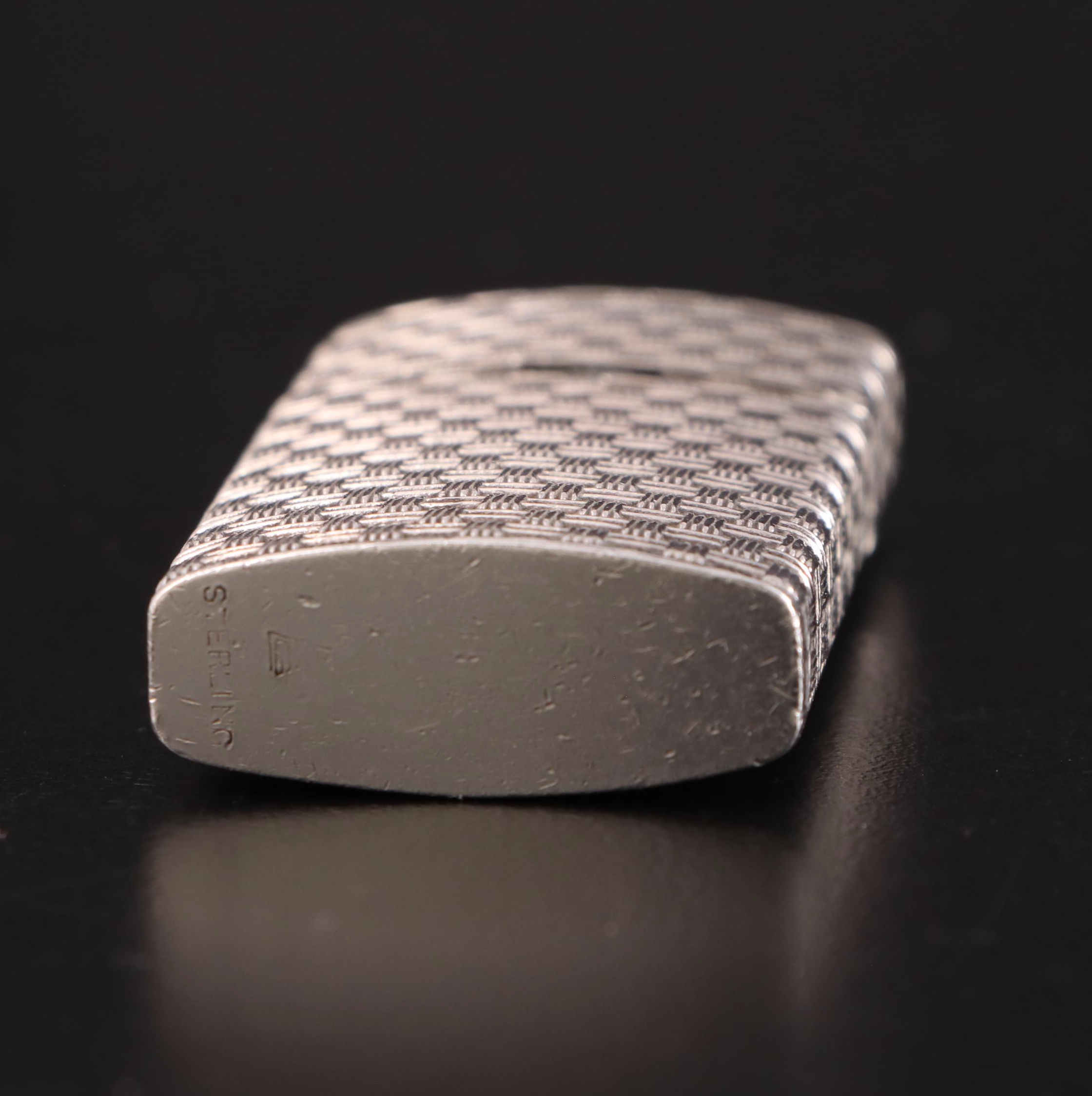 Basket Weave Sterling Silver Lighter Case with Zippo Lighter