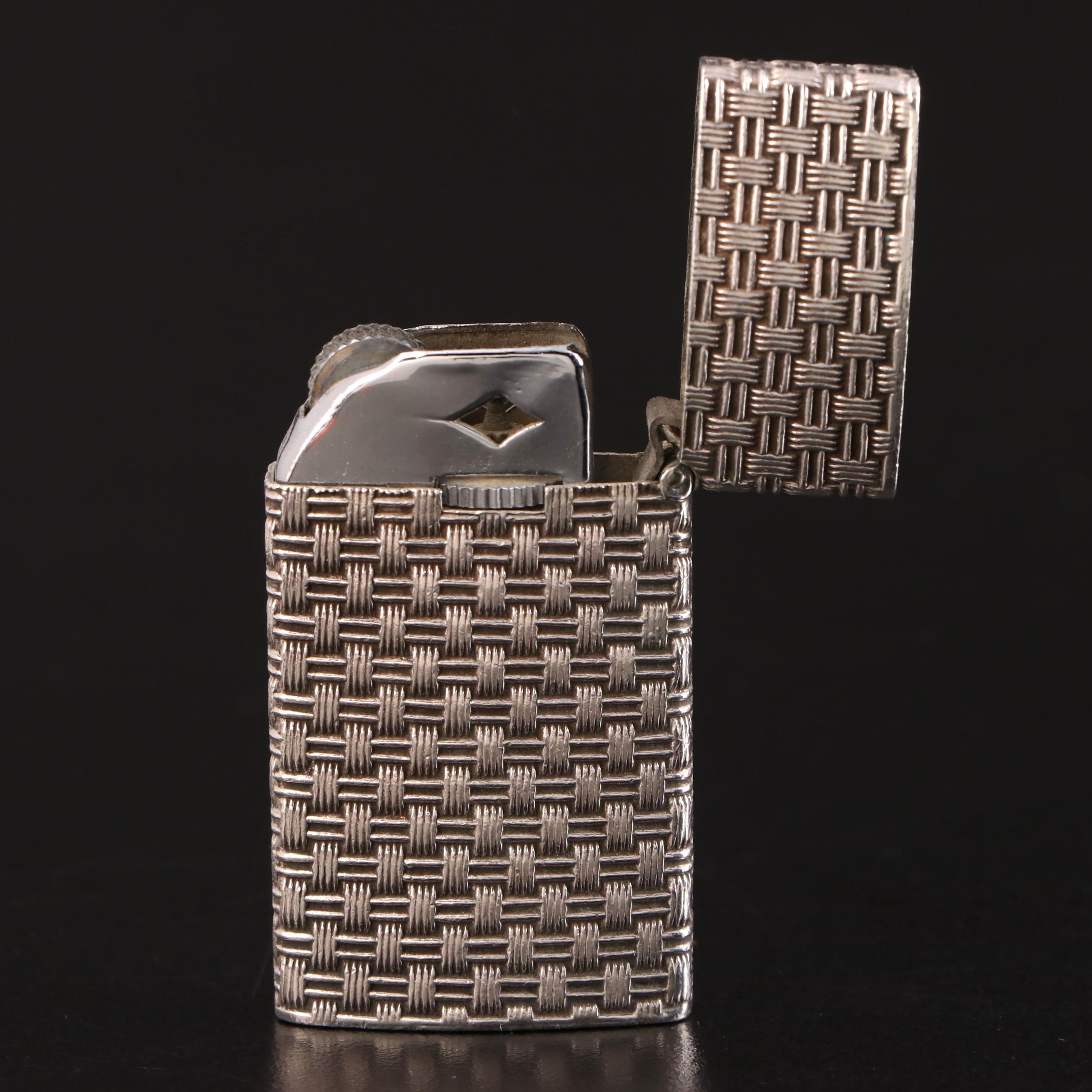 Basket Weave Sterling Silver Lighter Case with Zippo Lighter