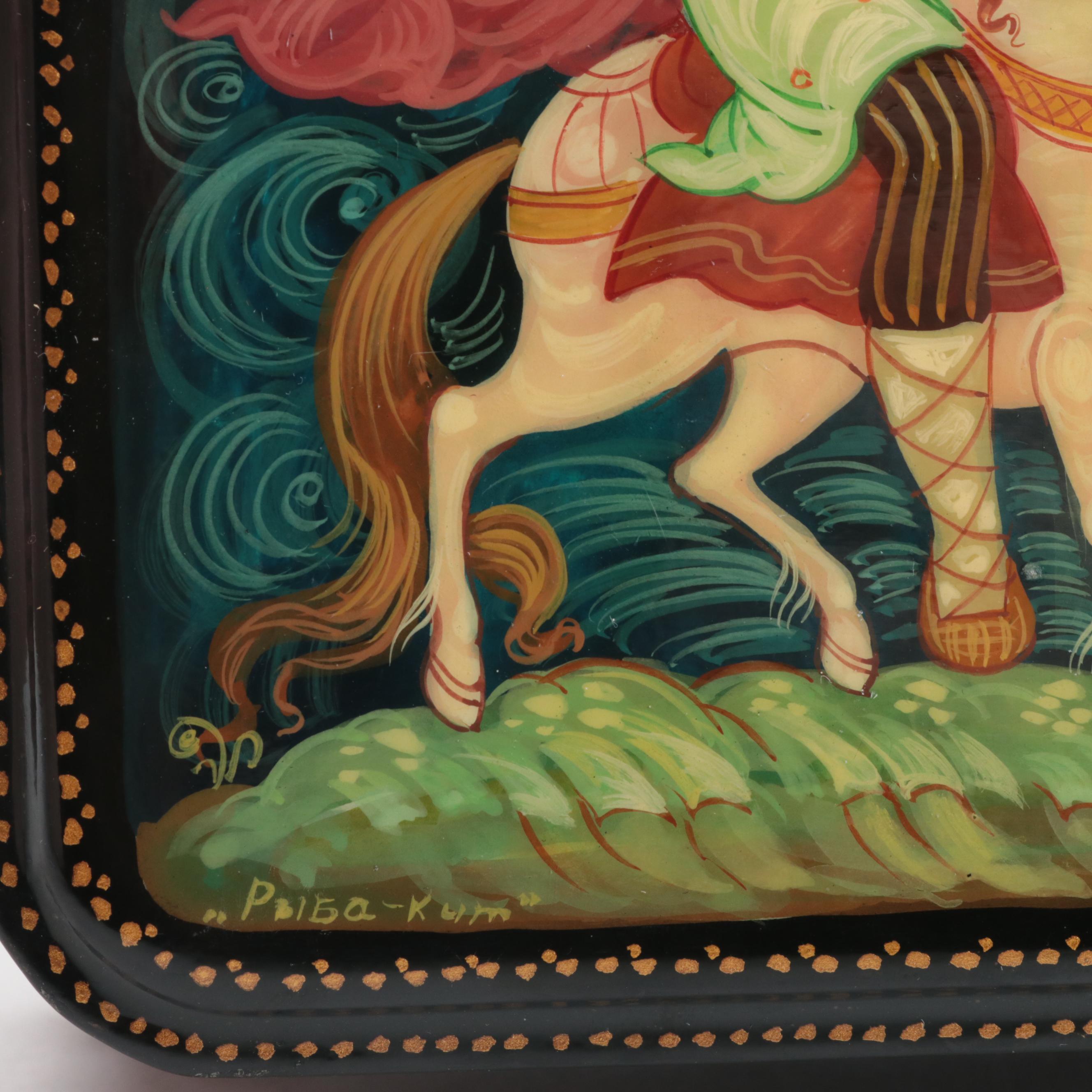 Russian Mstyora and Kholuy Hand-Painted Fairytale Lacquer Boxes