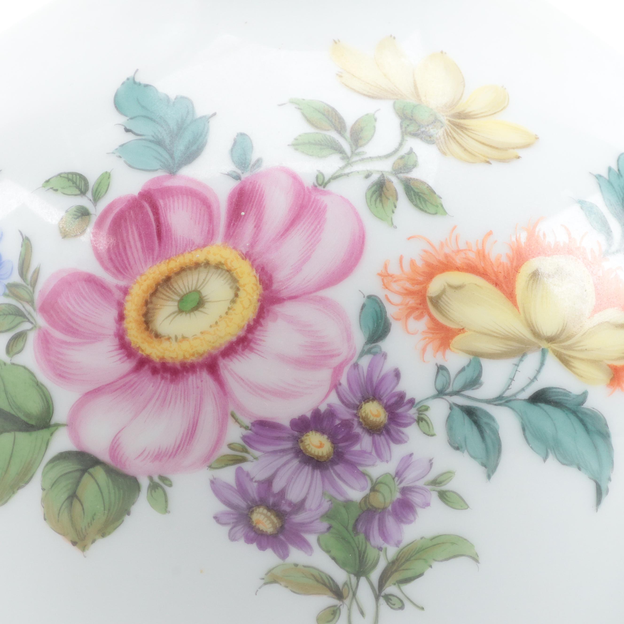 Augarten Wien Porcelain Floral Pattern Vases, 20th Century