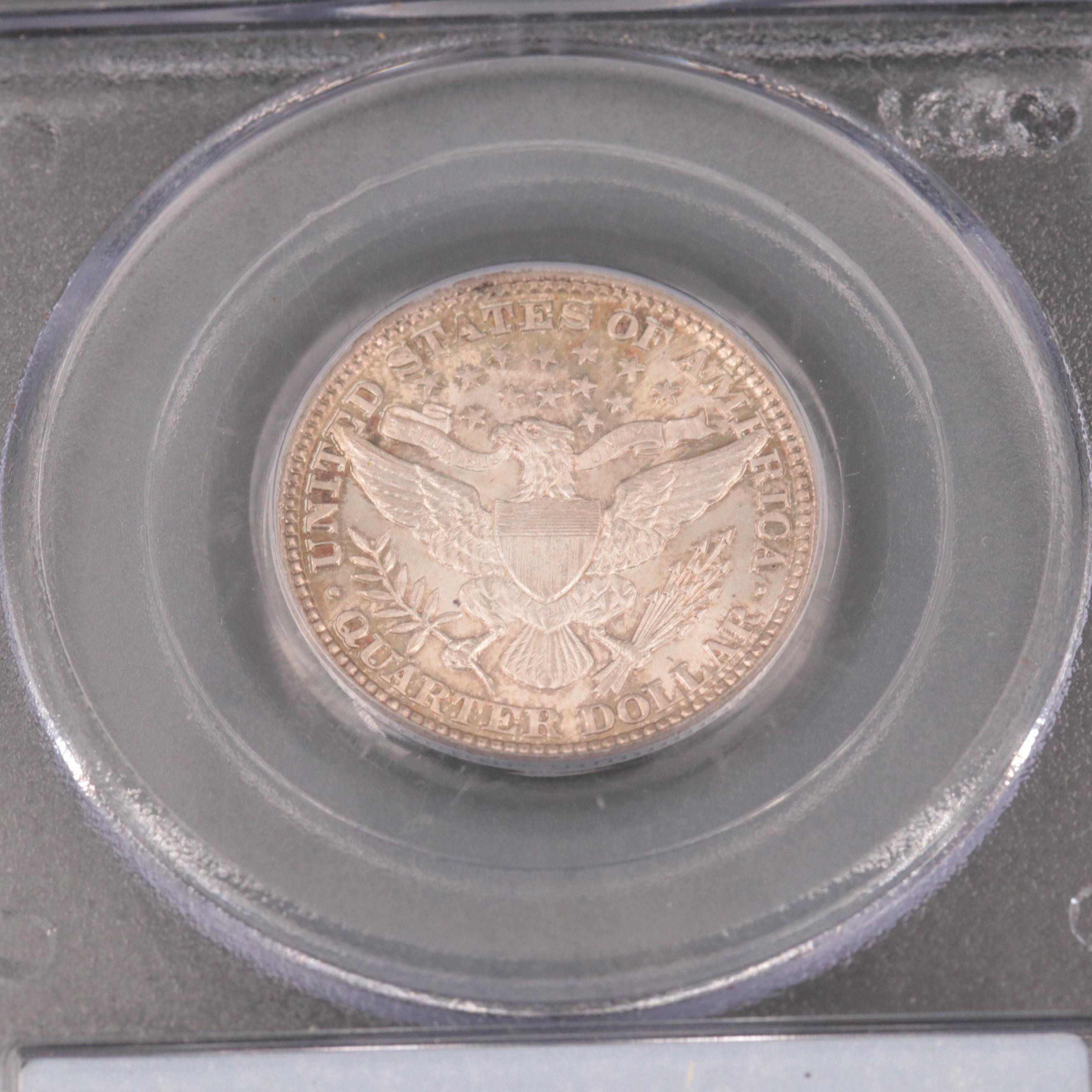 PCGS Graded MS64 1892 Barber Quarter