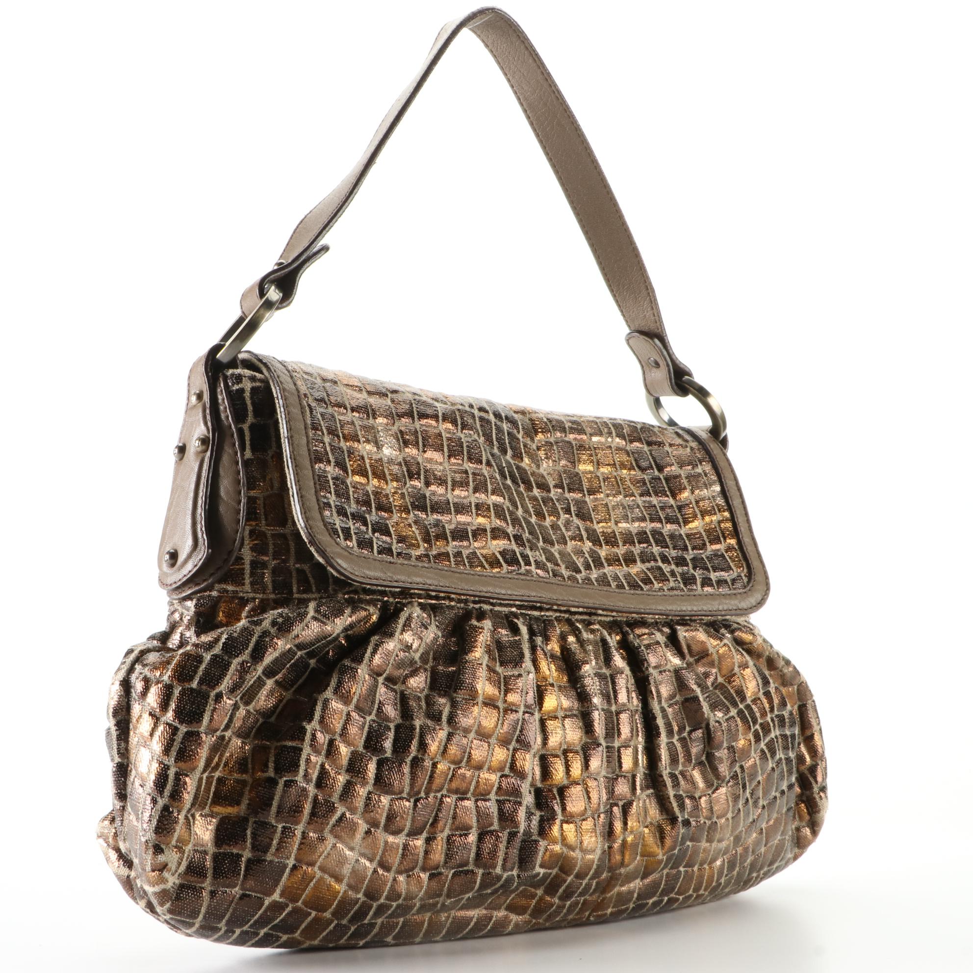 Fendi Chef Flap Bag in Croco-Effect Canvas