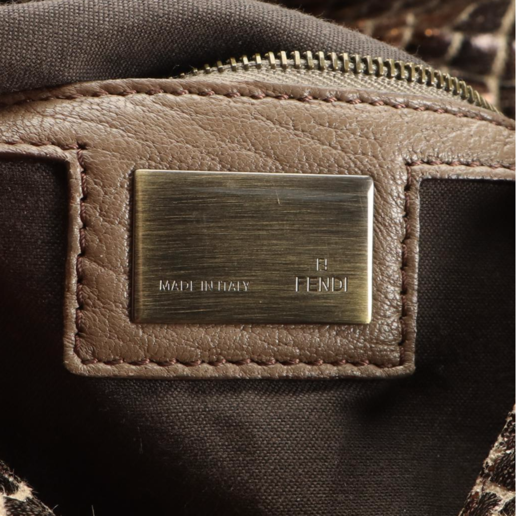 Fendi Chef Flap Bag in Croco-Effect Canvas