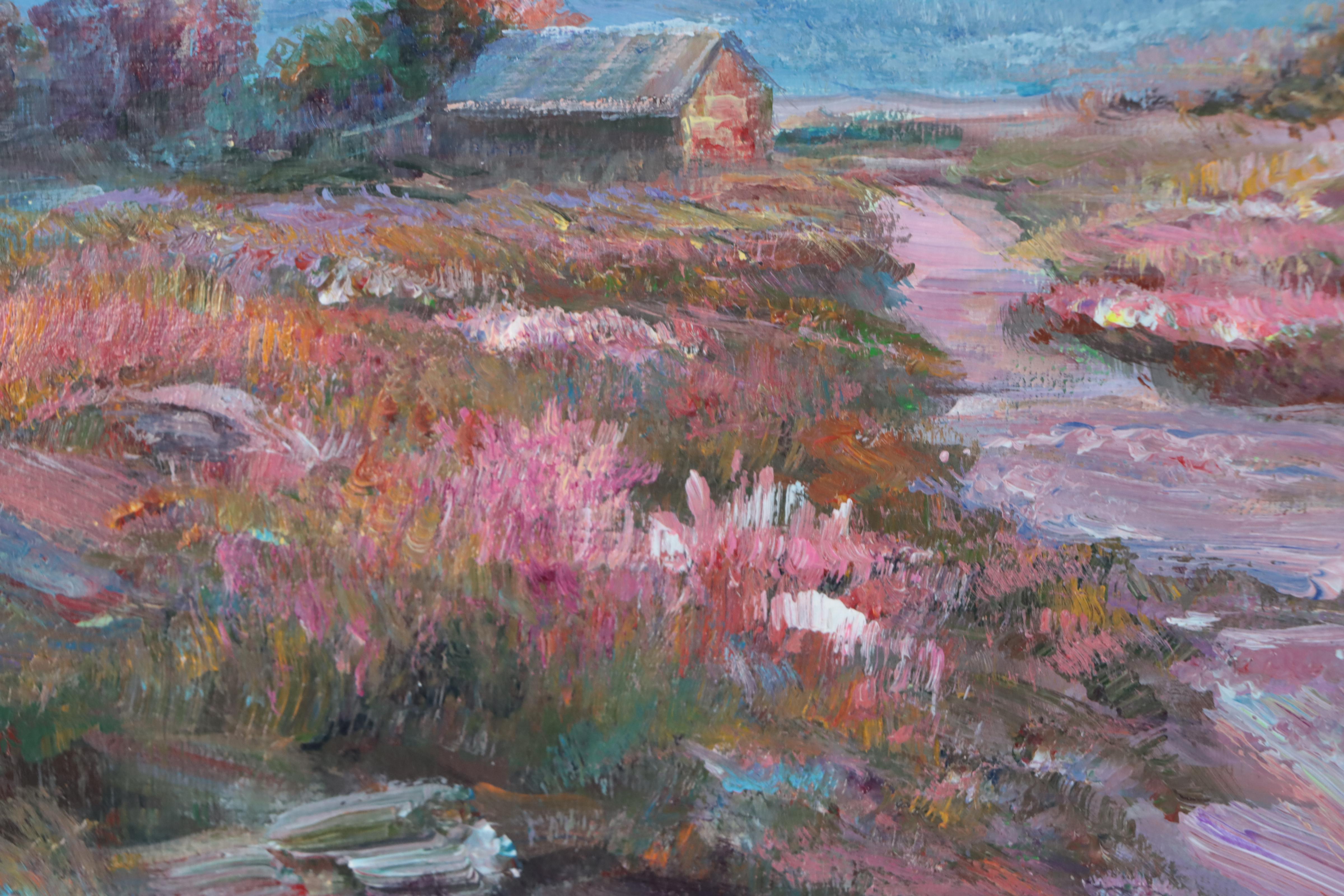 Qing Hua Coastal Sunset Landscape Oil Painting, 21st Century