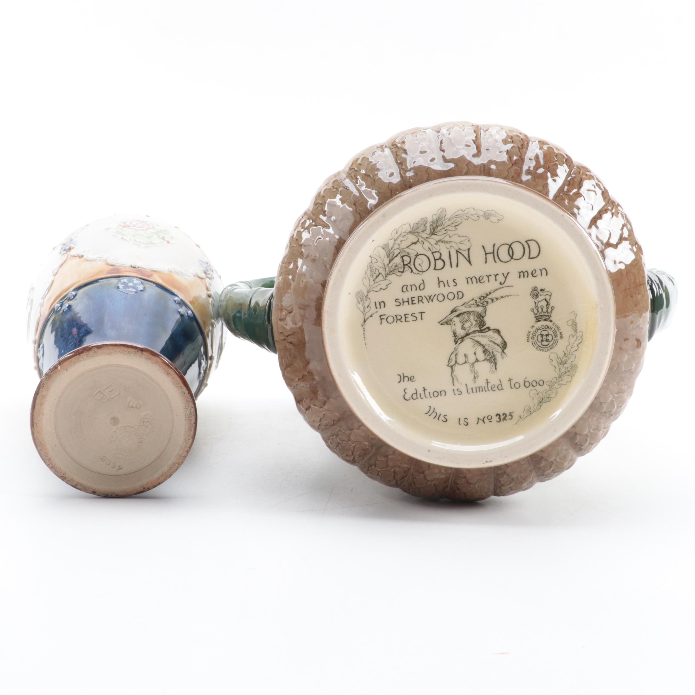 Doulton Lambeth Match Holder, Royal Doulton "Robin Hood" Seriesware With Vase