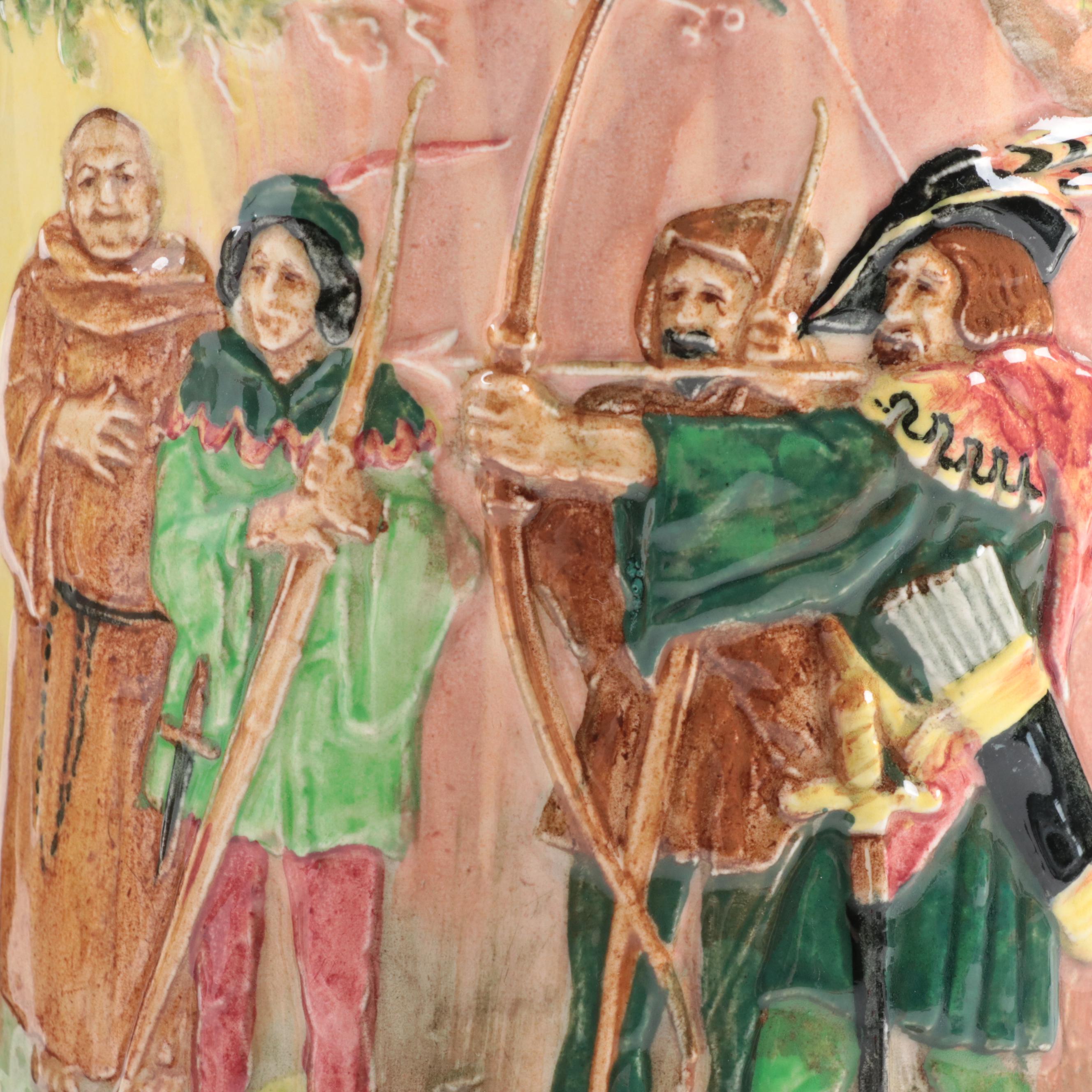 Doulton Lambeth Match Holder, Royal Doulton "Robin Hood" Seriesware With Vase