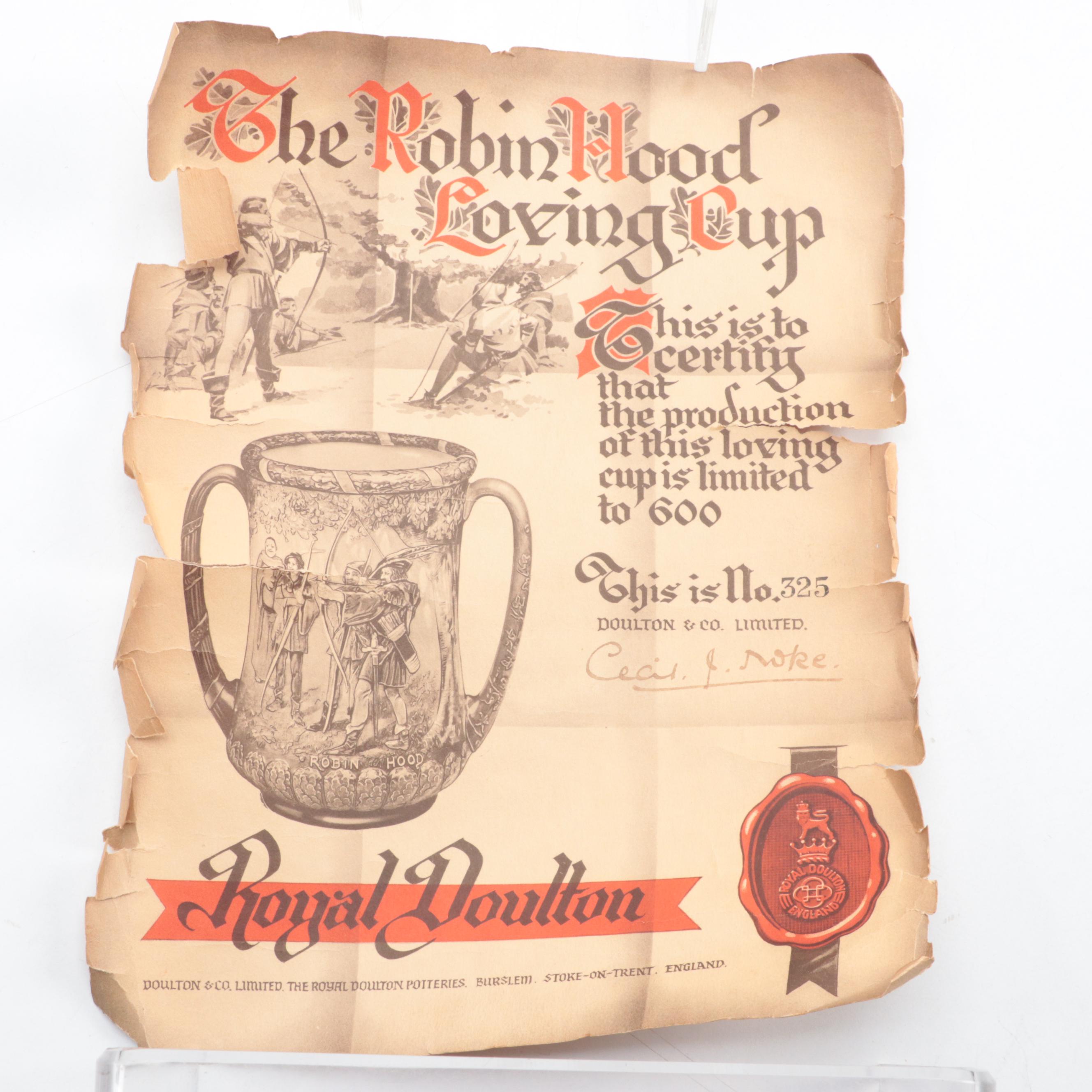 Doulton Lambeth Match Holder, Royal Doulton "Robin Hood" Seriesware With Vase