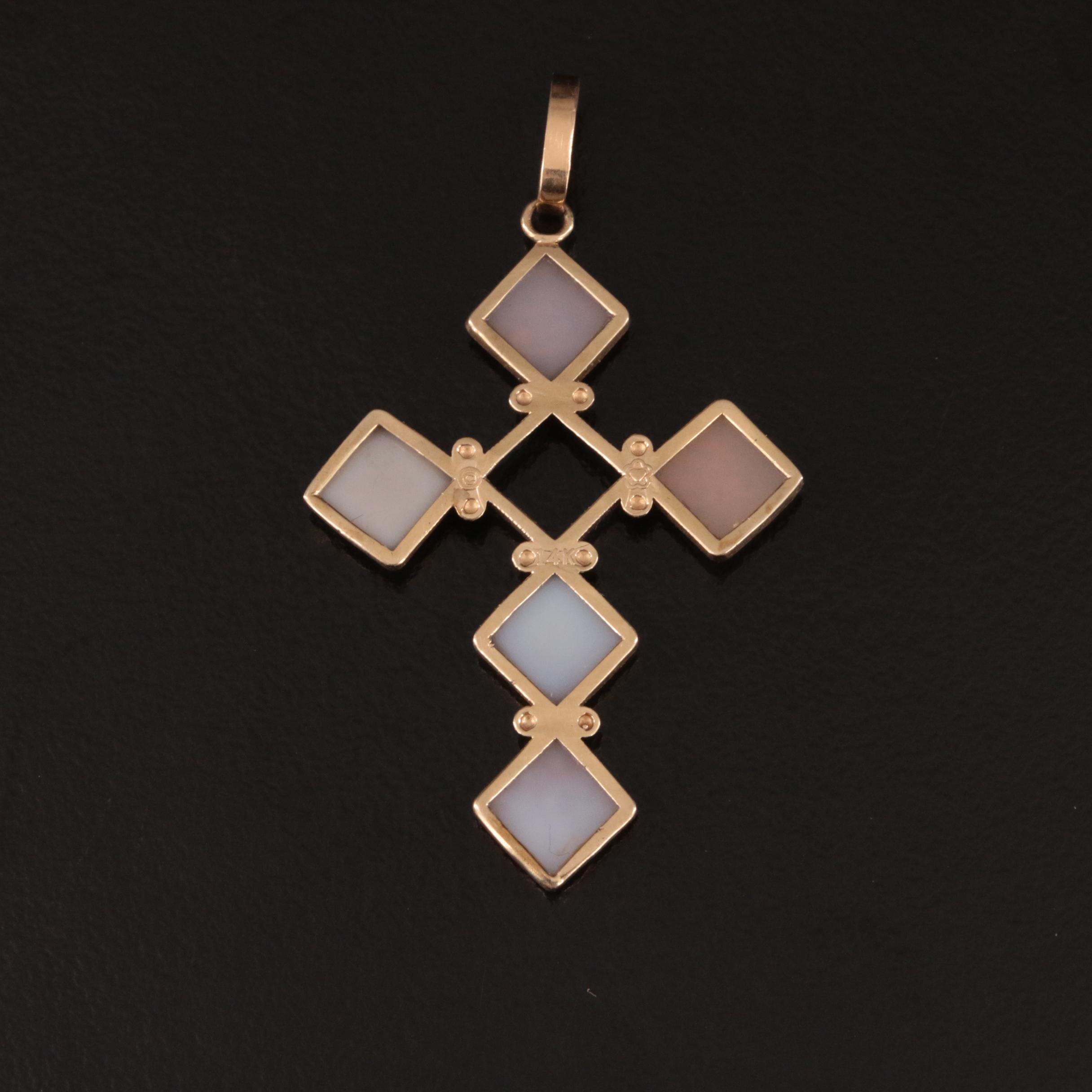 14K Druzy Cross Pendant