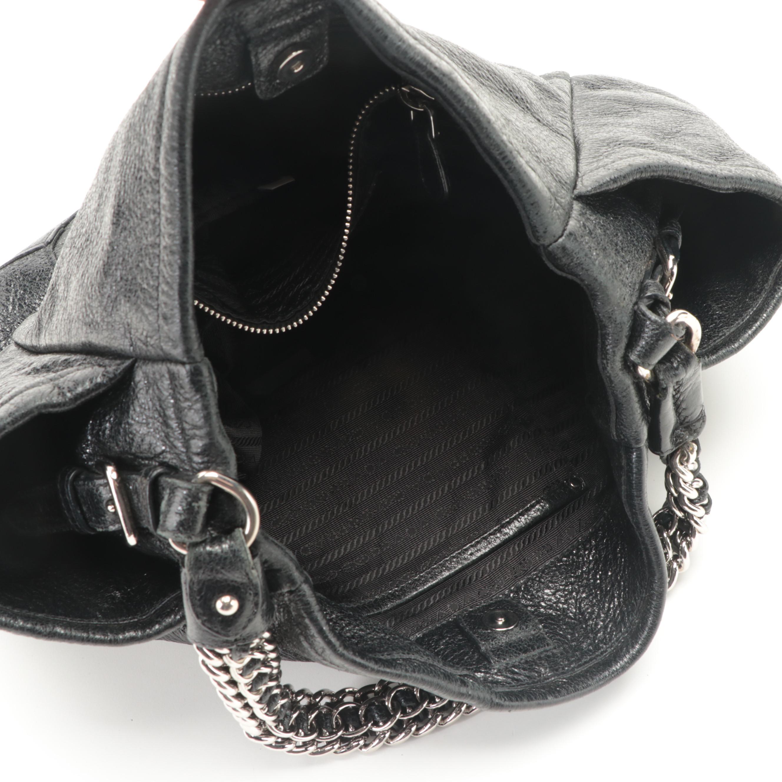 Prada Shoulder Bag in Patent and Grain Finish Leather