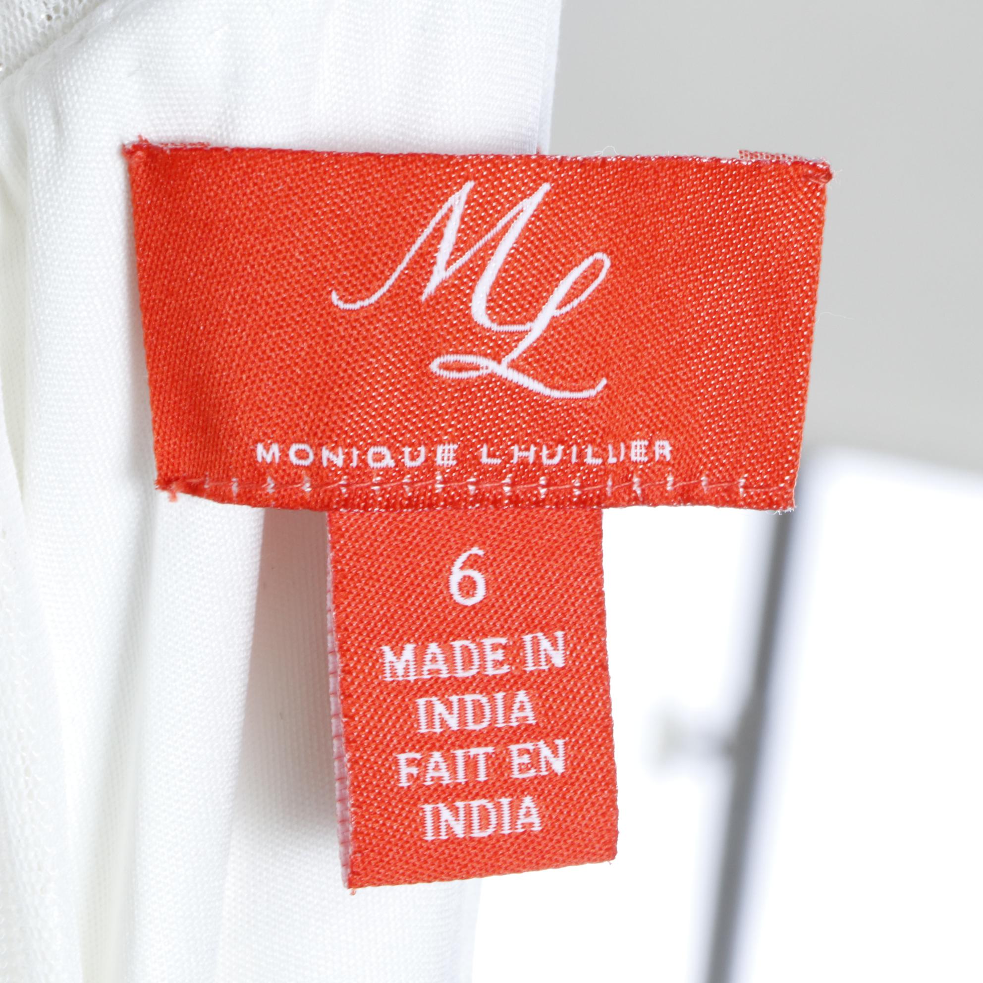 Monique Lhuillier Beaded Illusion Yoke Occasion Gown