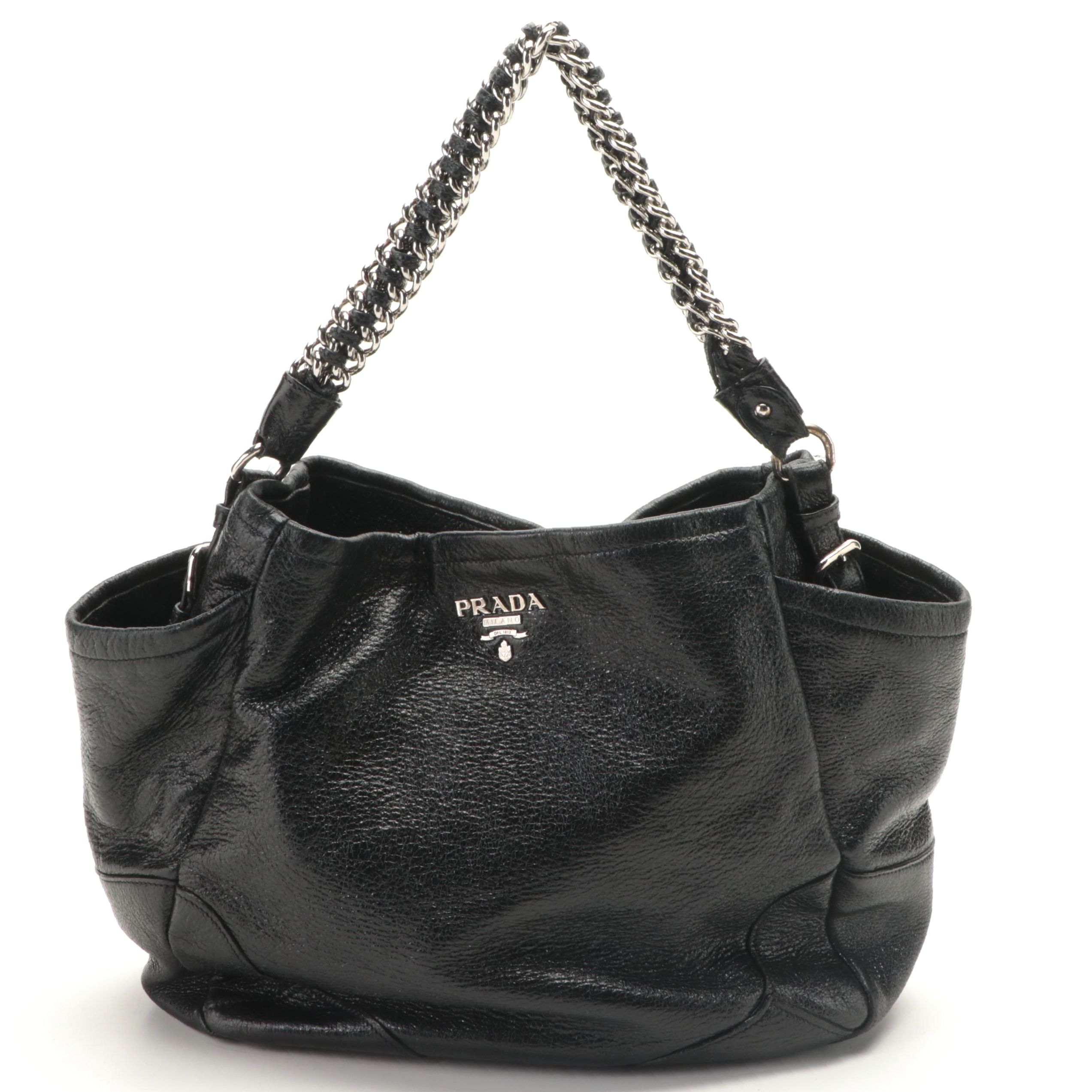 Prada Shoulder Bag in Patent and Grain Finish Leather