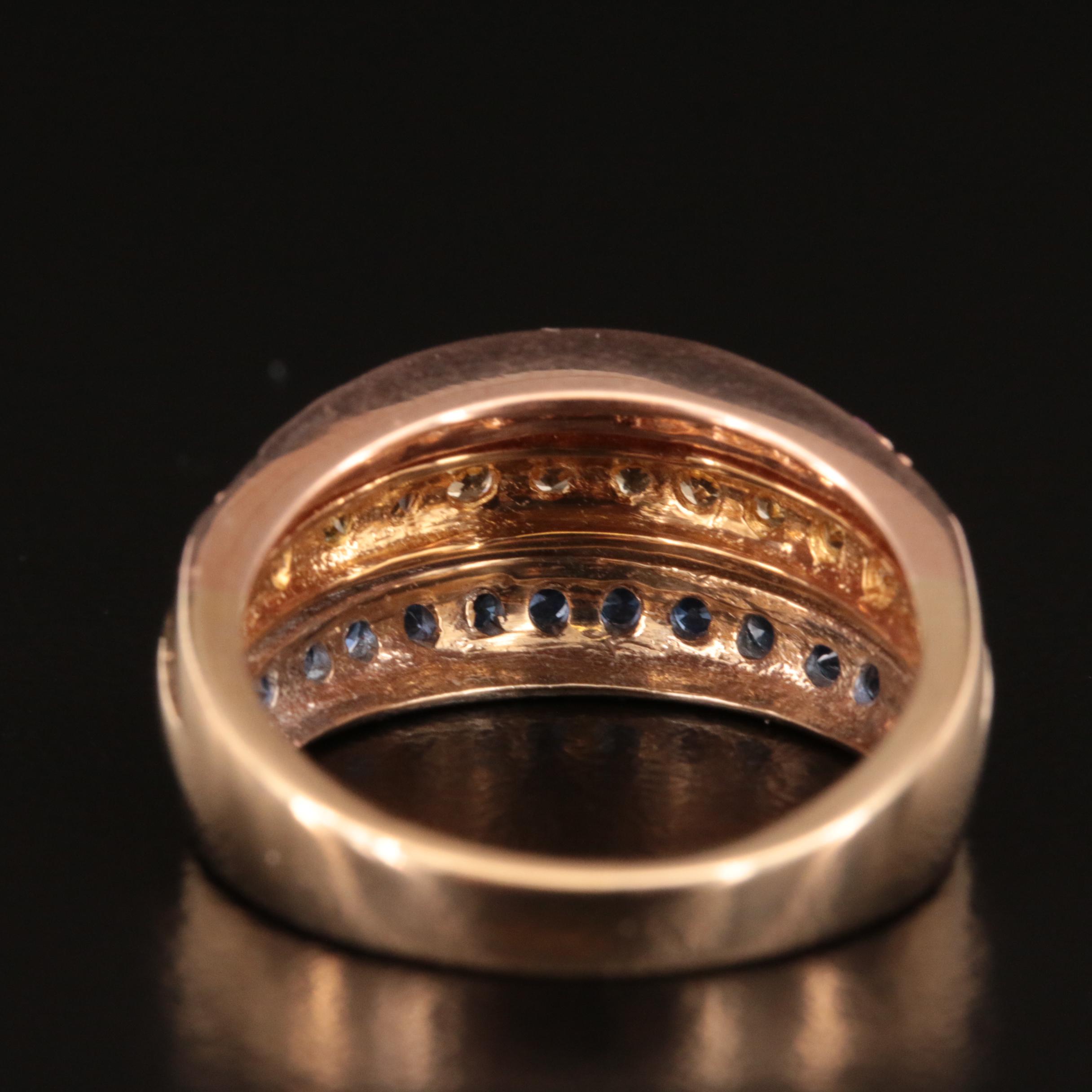 14K Tri-Color Sapphire Multi-Row Ring