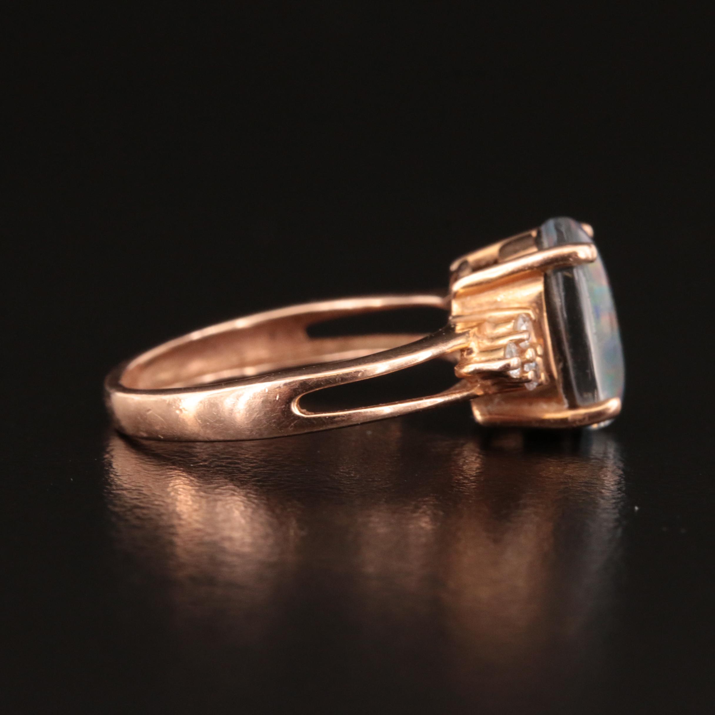 14K Opal Triplet and Diamond Ring