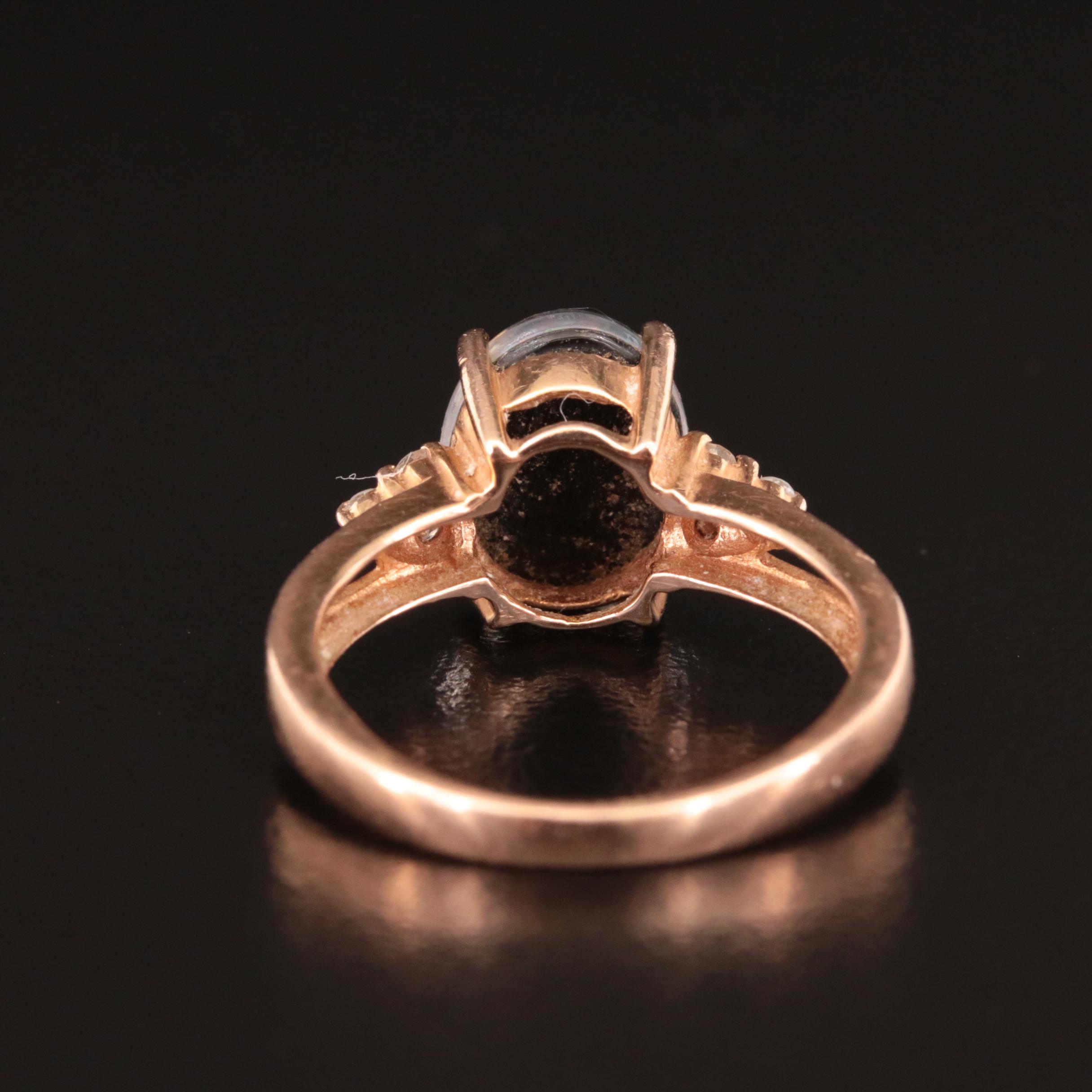 14K Opal Triplet and Diamond Ring