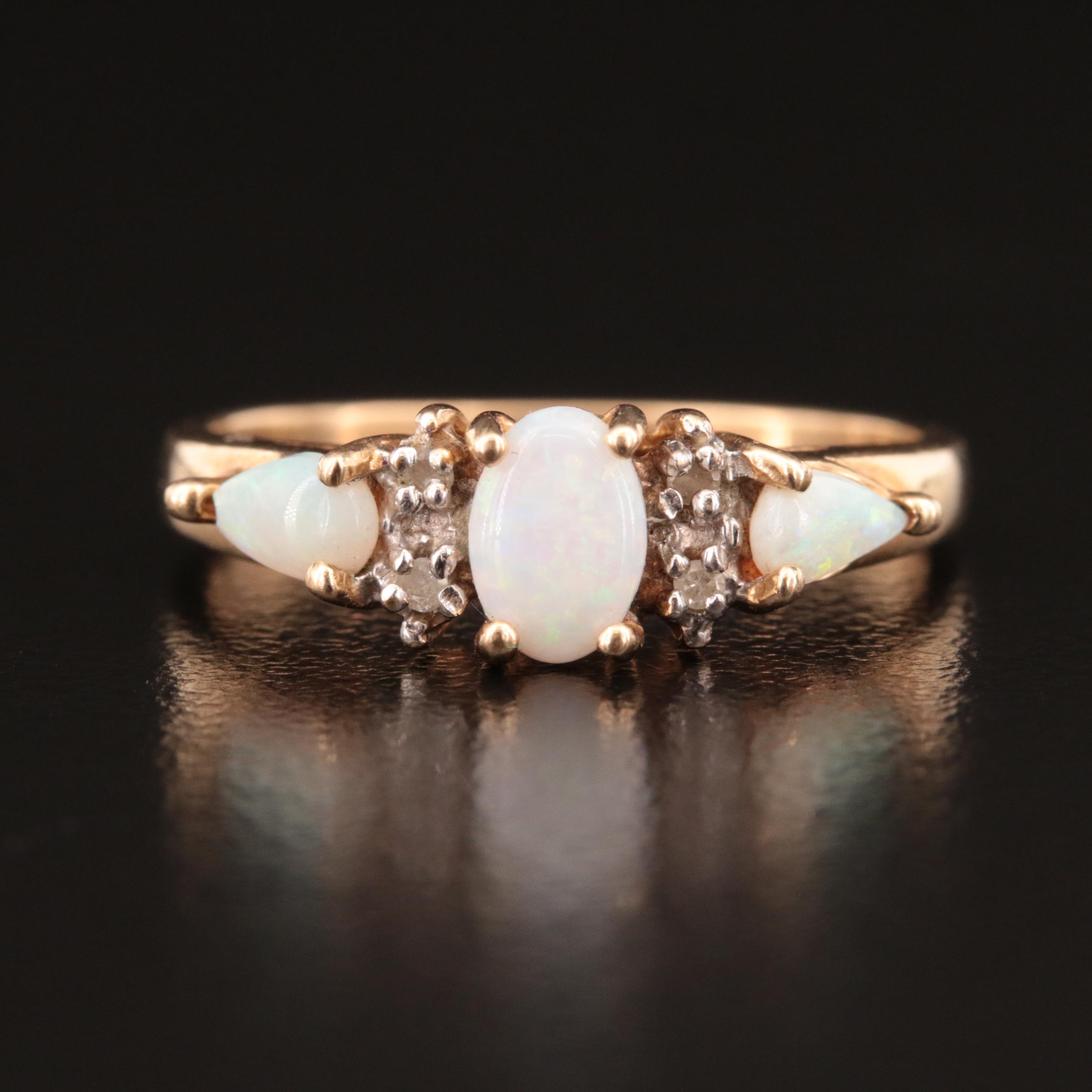 10K Opal and Diamond Ring