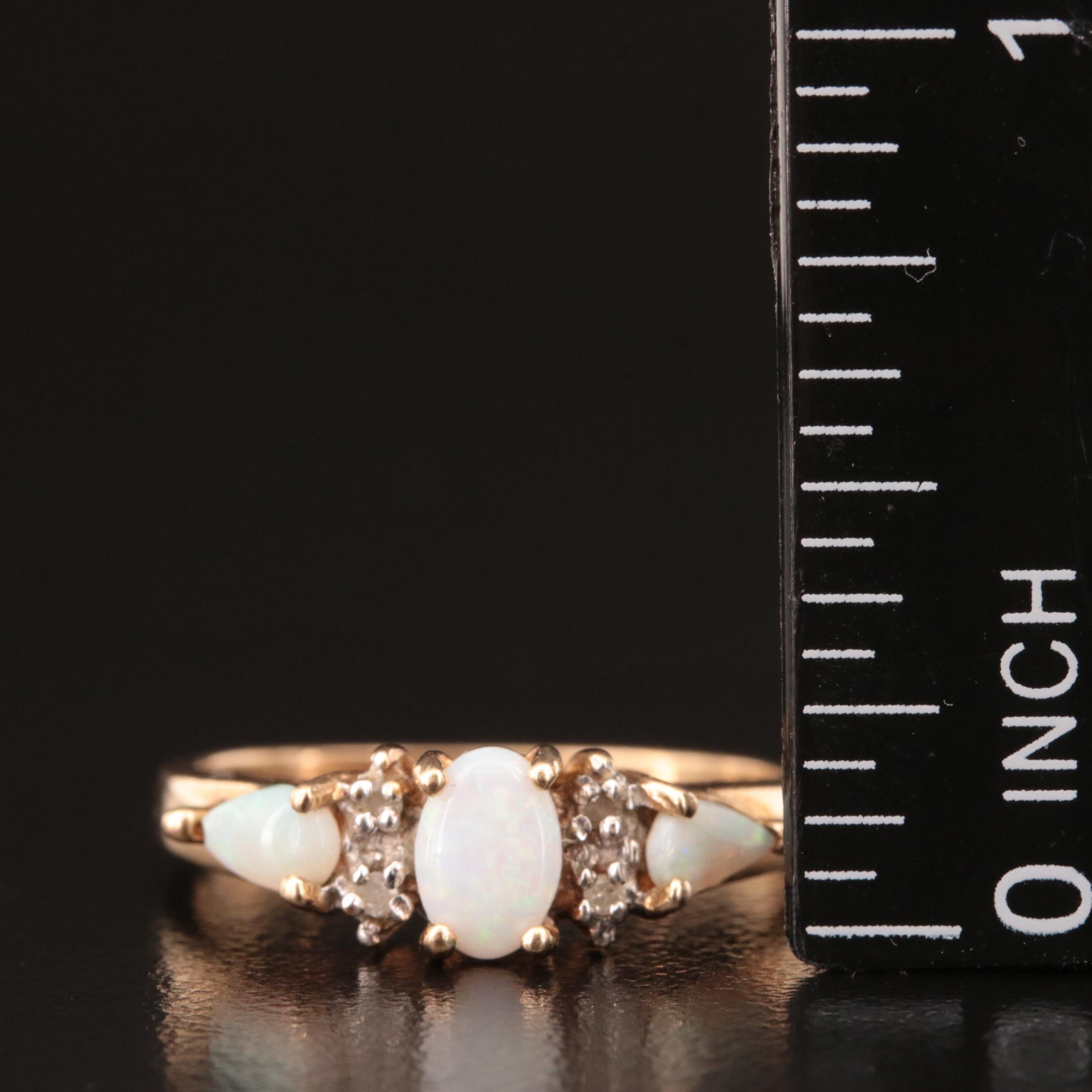 10K Opal and Diamond Ring