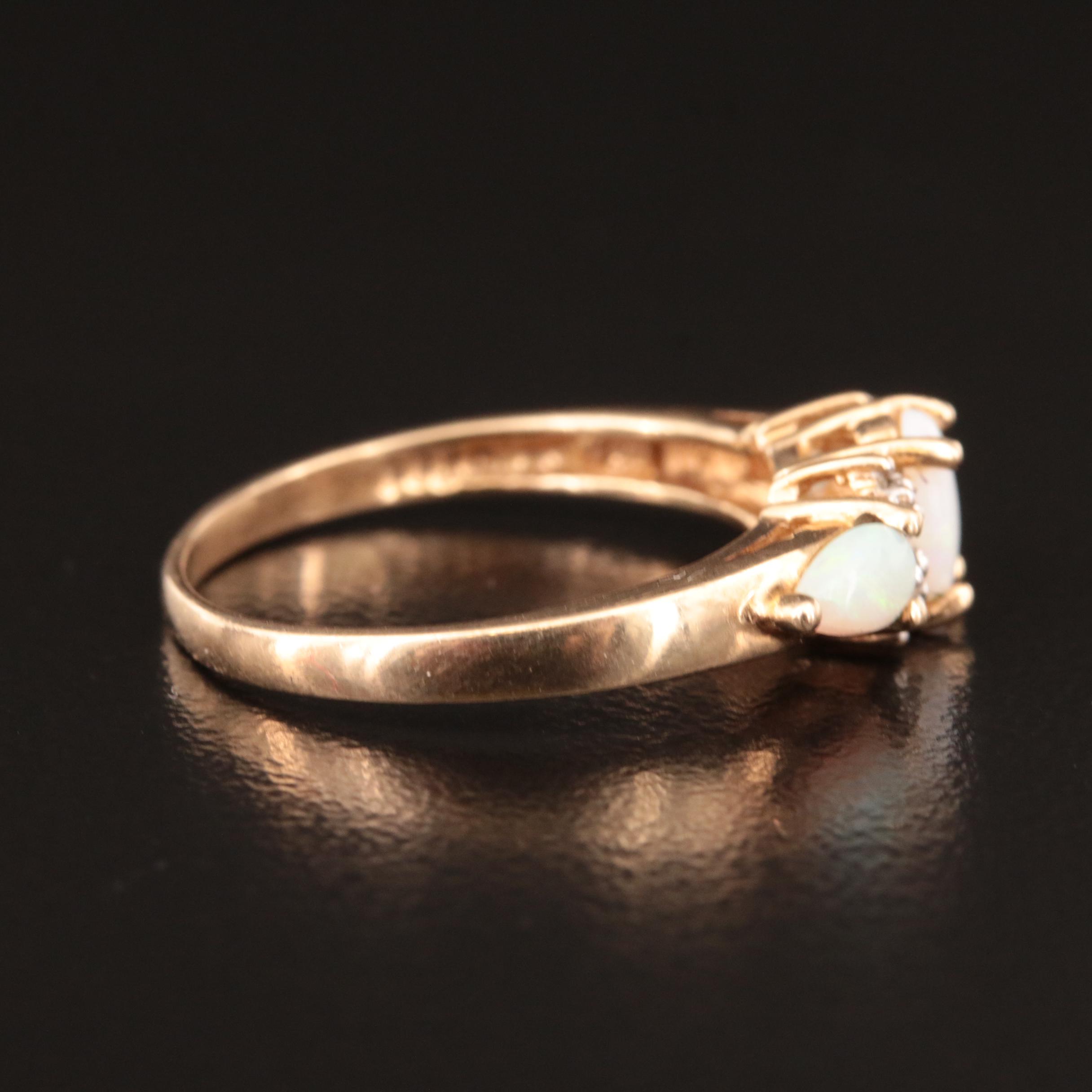 10K Opal and Diamond Ring