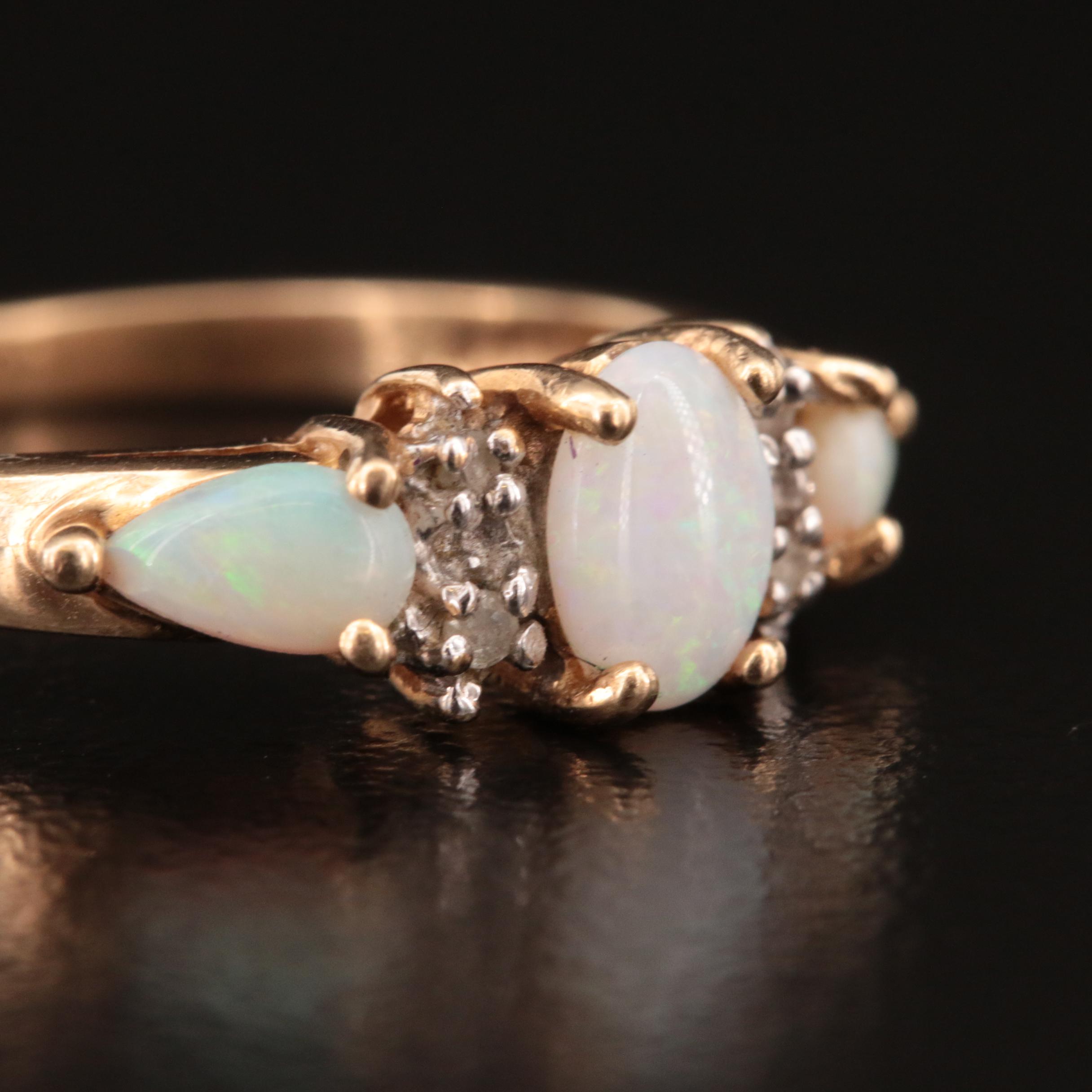 10K Opal and Diamond Ring