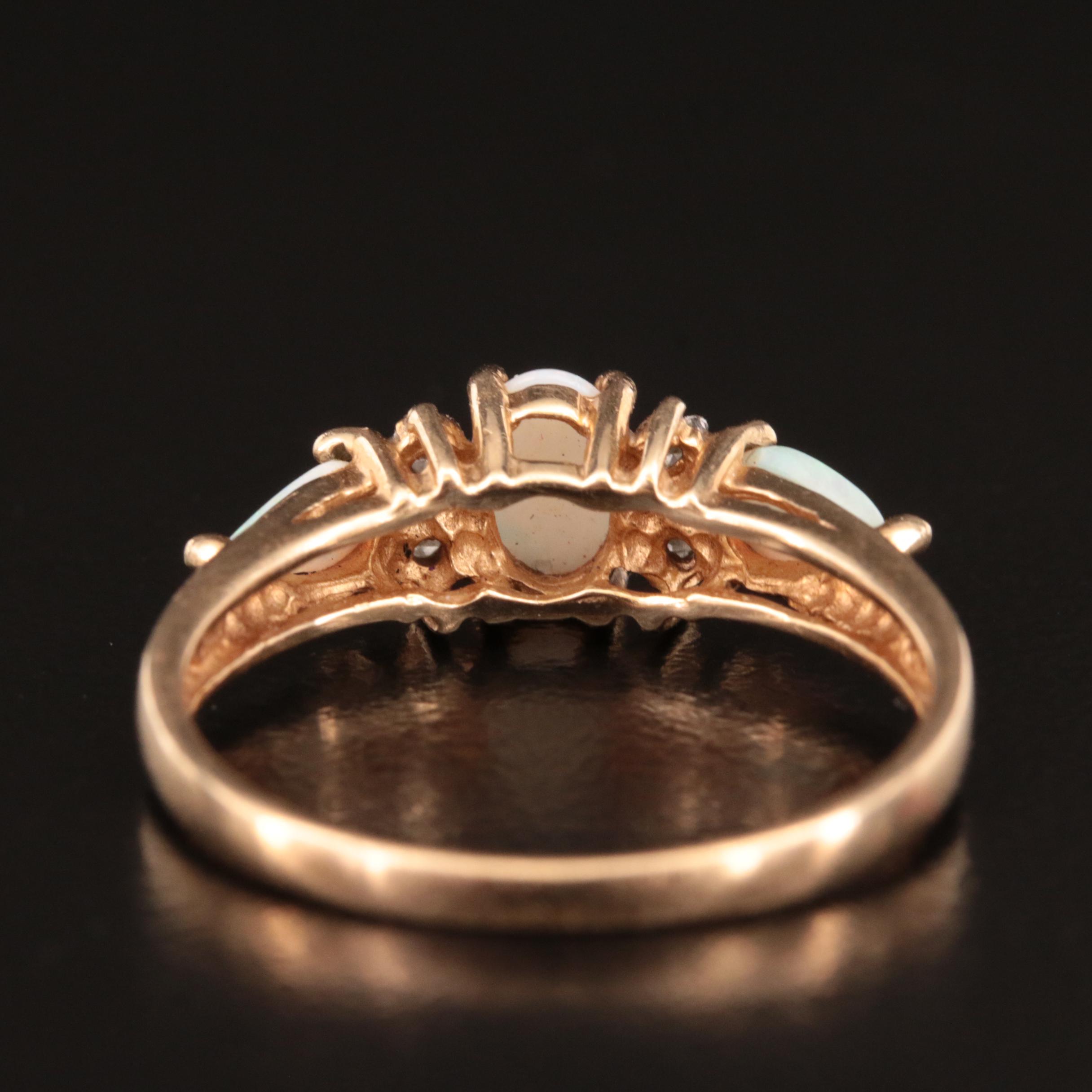 10K Opal and Diamond Ring