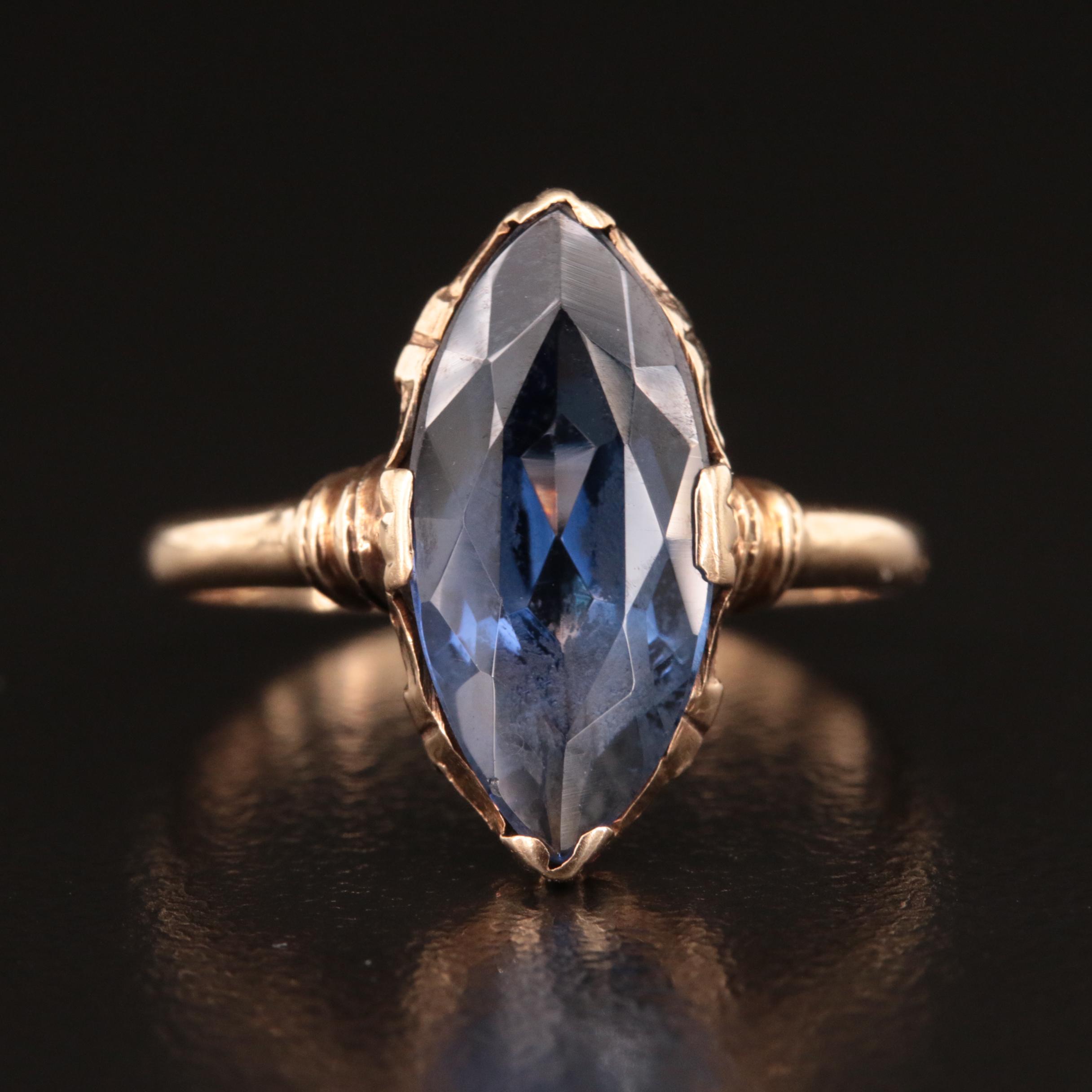 10K Sapphire Navette Ring