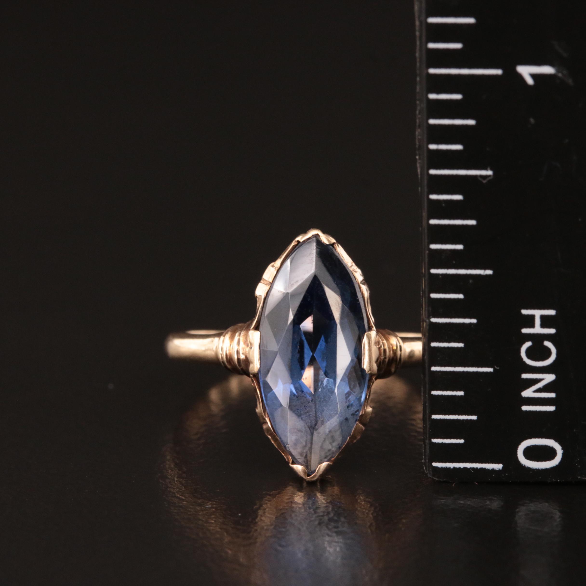 10K Sapphire Navette Ring