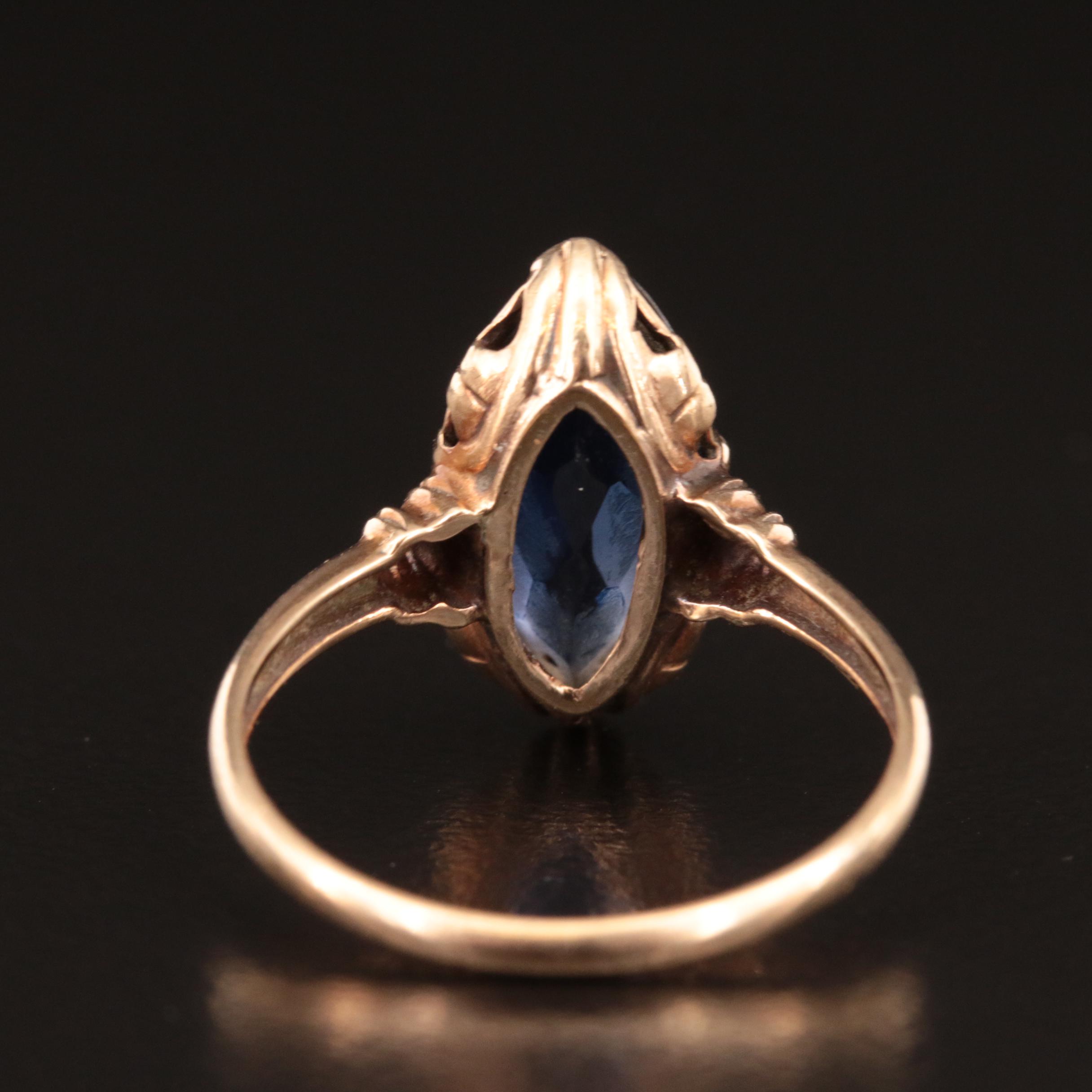 10K Sapphire Navette Ring